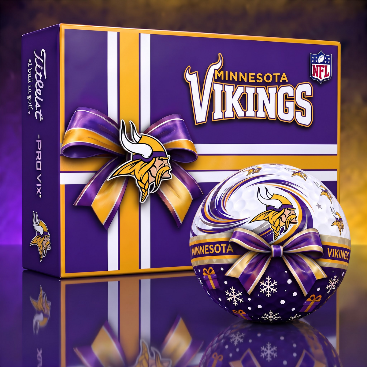 MV x 1-of-1 Custom NFL Holiday Golf Balls Gift Set For Golfer