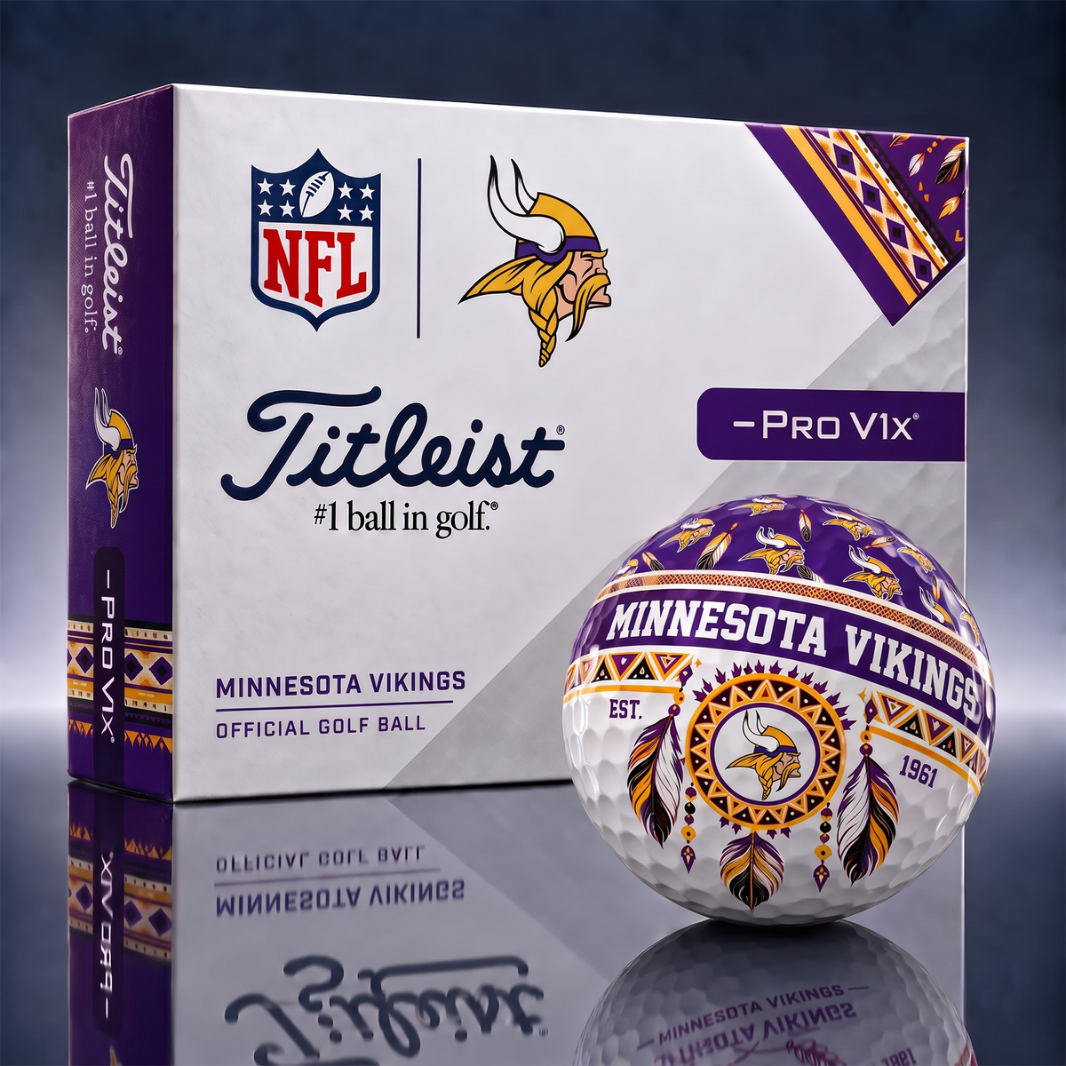 MV x NFL 1-OF-1 IN-HOUSE CRAFTED TITLEIST PRO V1X NFL NATIVE HERITAGE GOLF BALLS