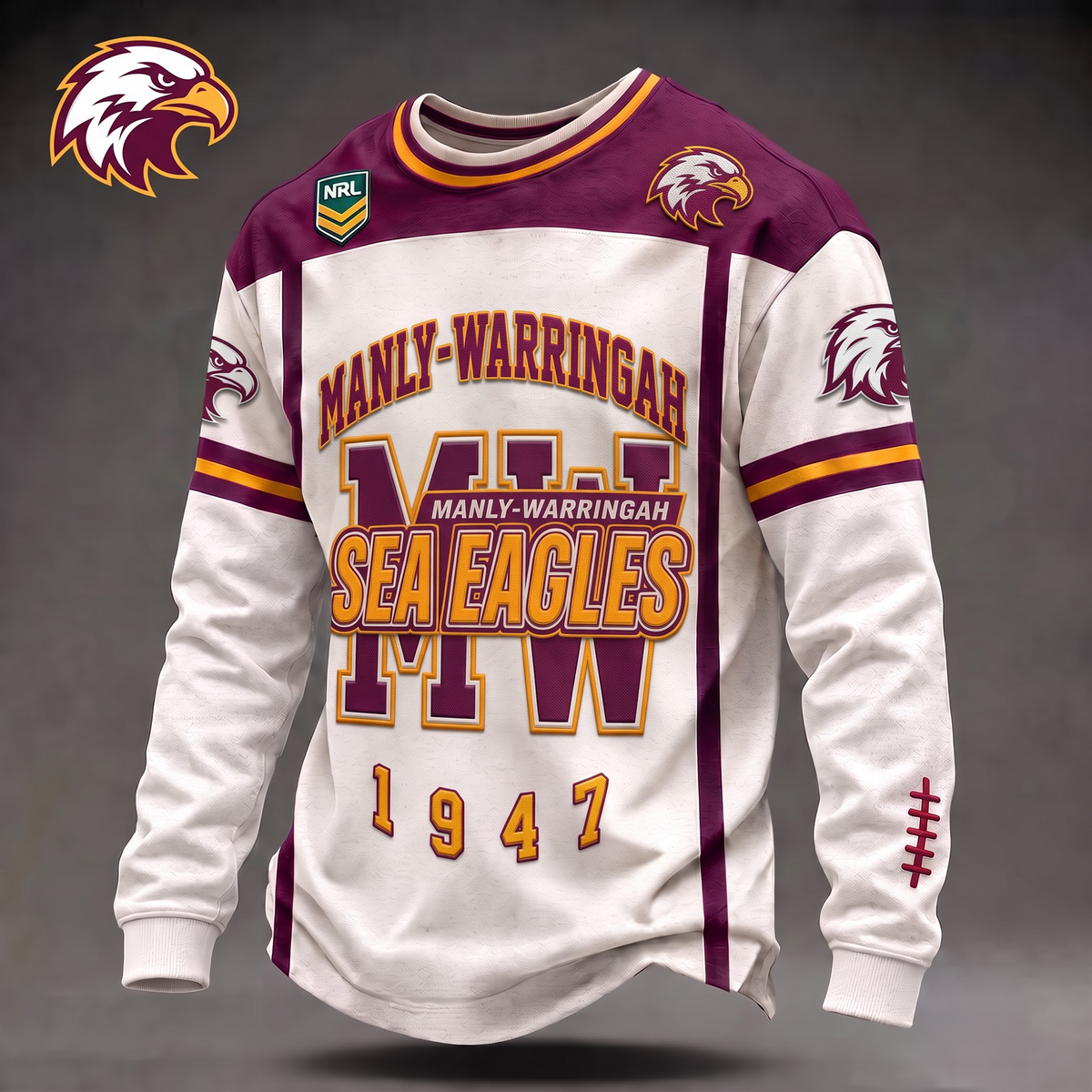 MW x Custom 1-of-1 Personalized NRL Team Vintage Distressed Long Sleeve Shirt
