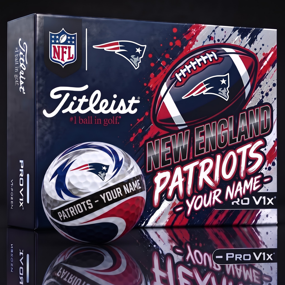 NE X 1-of-1 Custom NFL Personalized Splatter Titleist Golf Balls Set