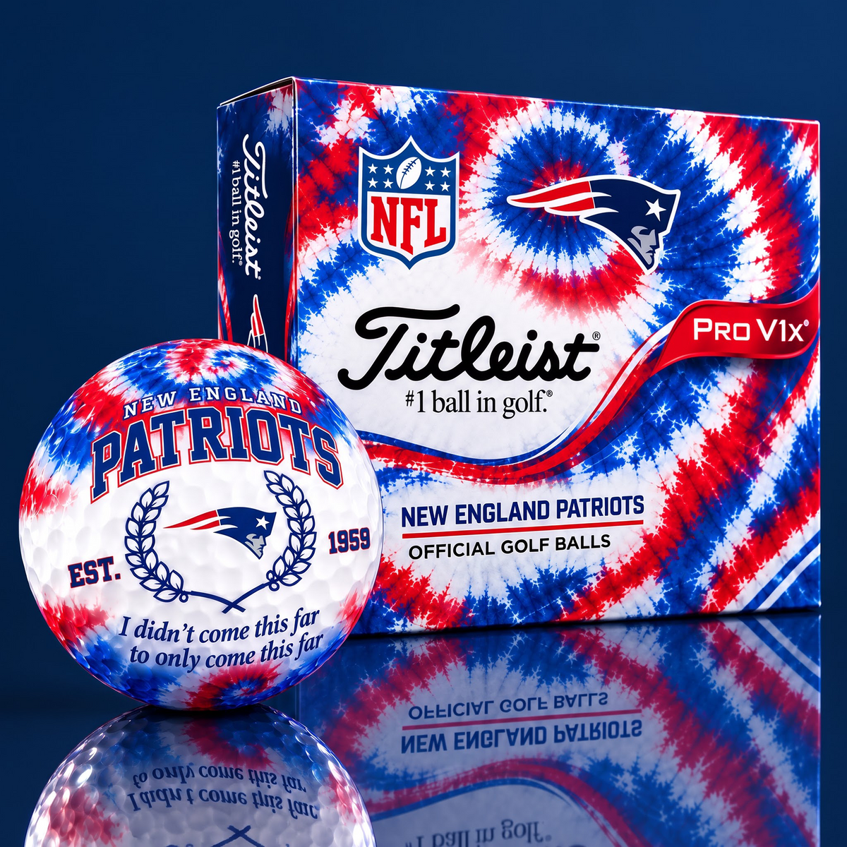 NE X Custom 1-of-1 NFL Team Tie Dye Titleist Golf Balls Set
