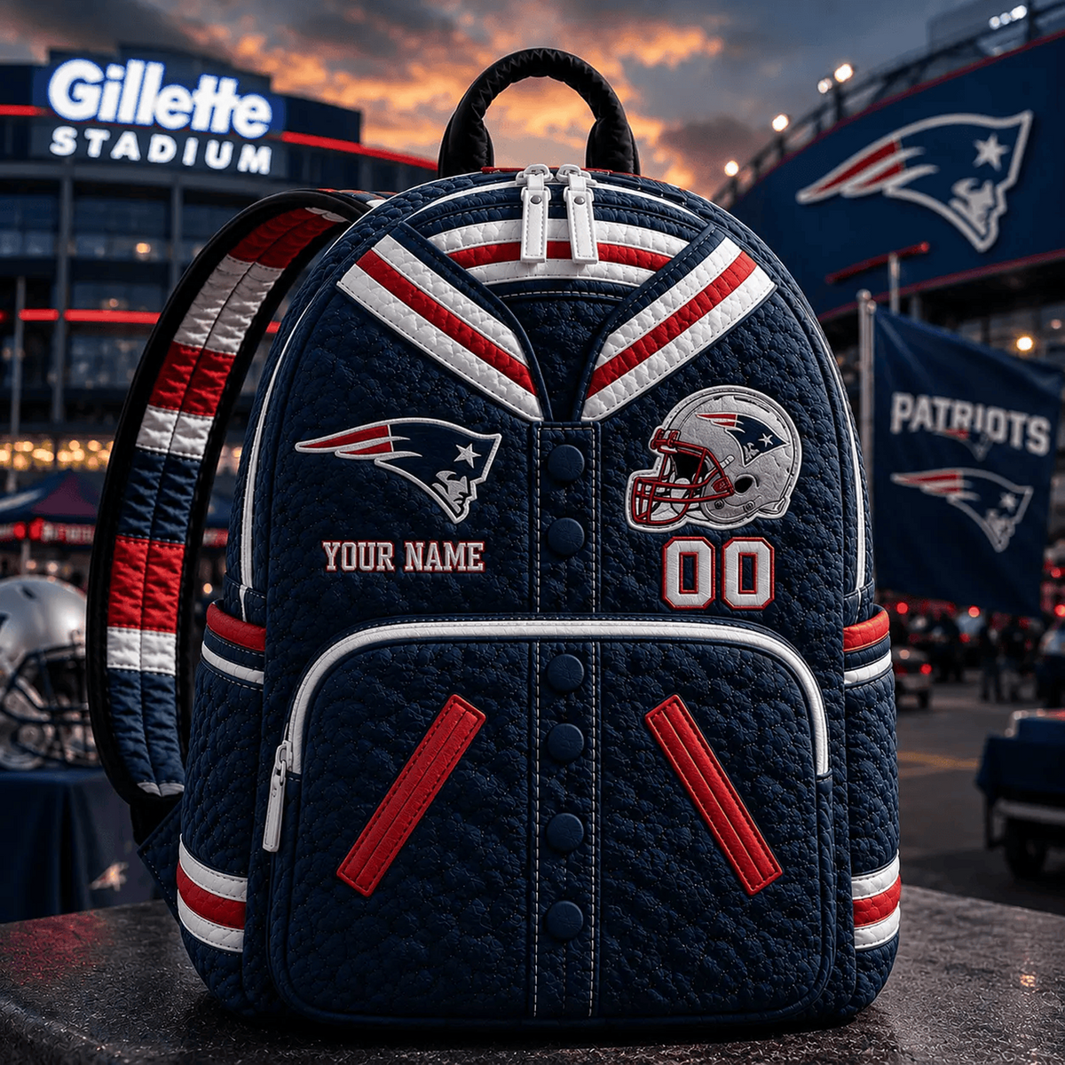 NE x NFL Premium Varsity Quilted Backpack Personalized Gift For Fan - Limited Edition