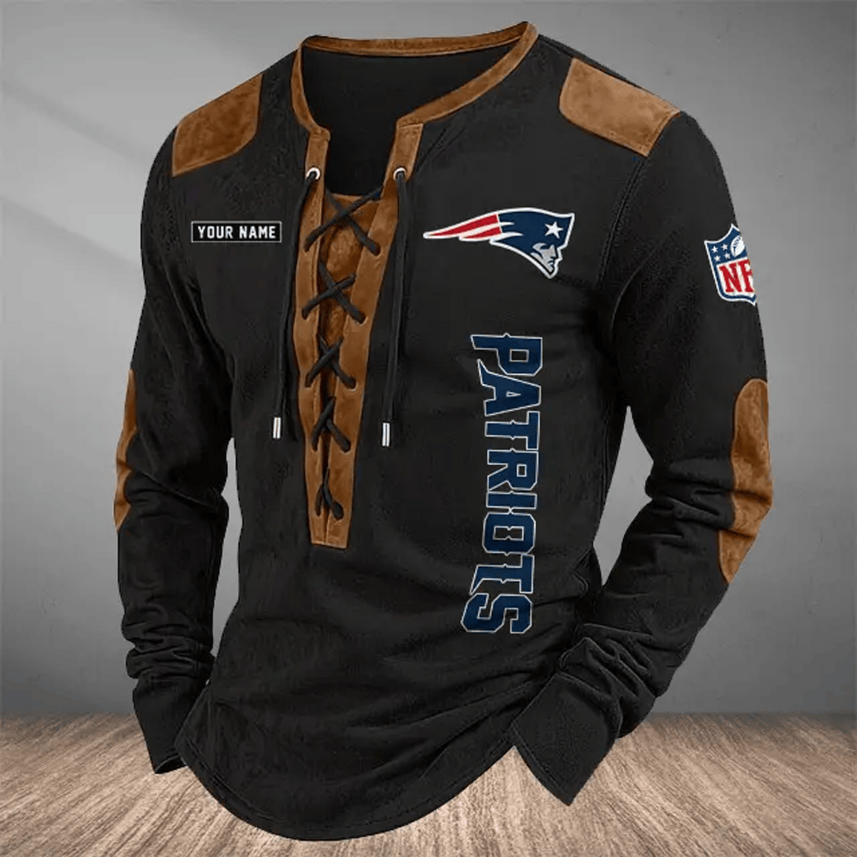 NEP x NFL Custom Name Vintage Henley Long Sleeve Shirt