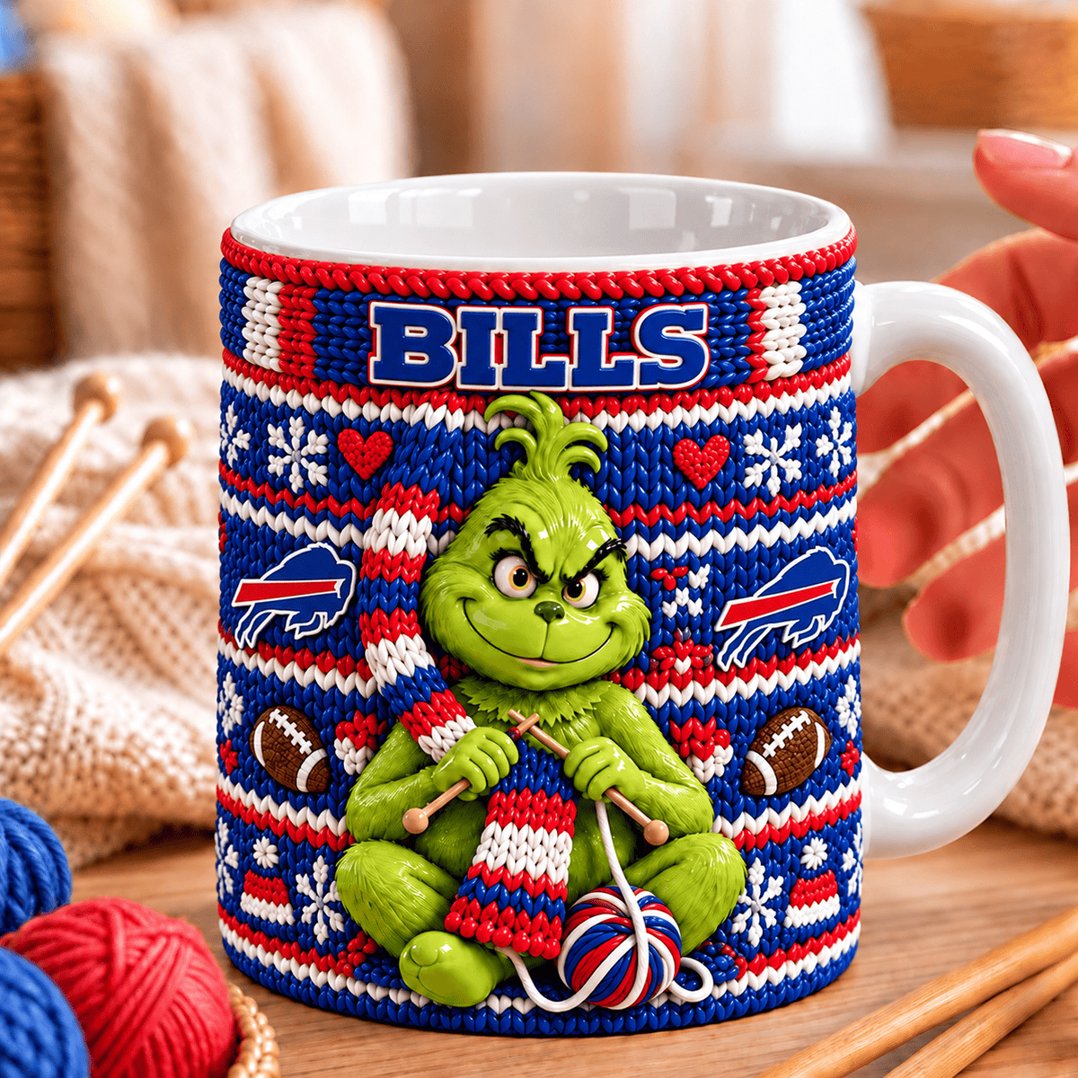 NFL x BUF Grinch Knitting Coffee Mug