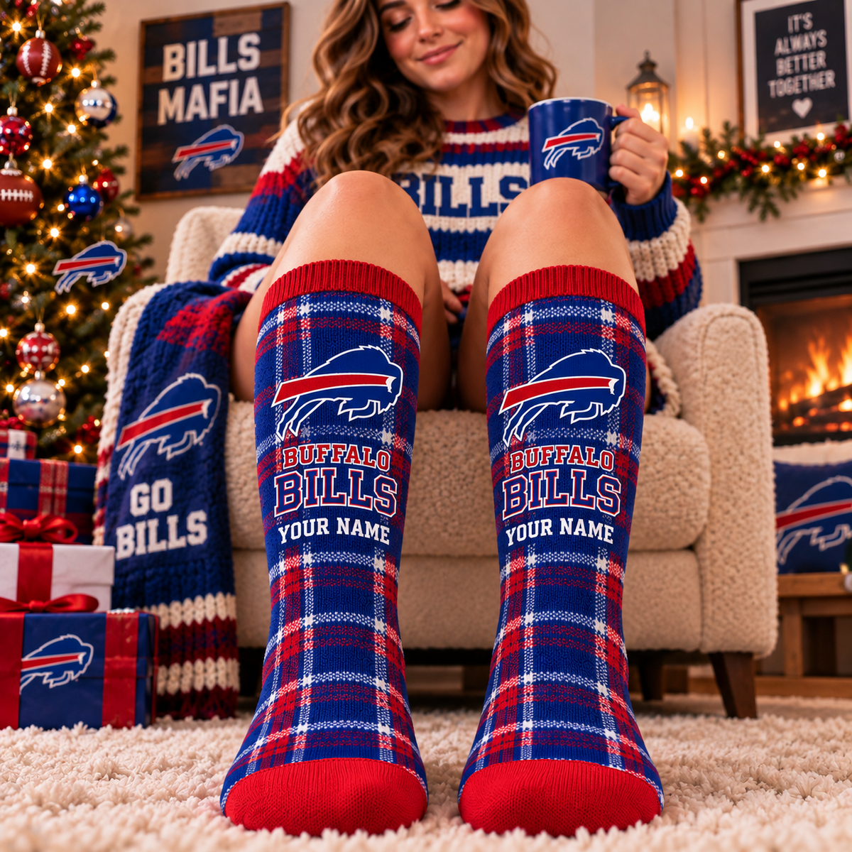 NFL x BUF Personalized Name New Socks