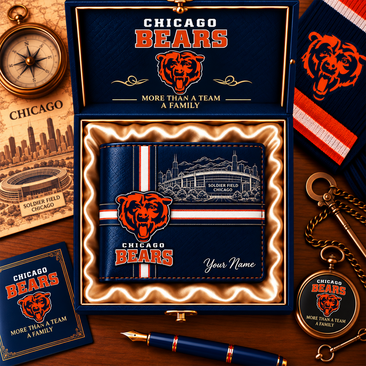 NFL x CHI Custom Name Leather Wallet