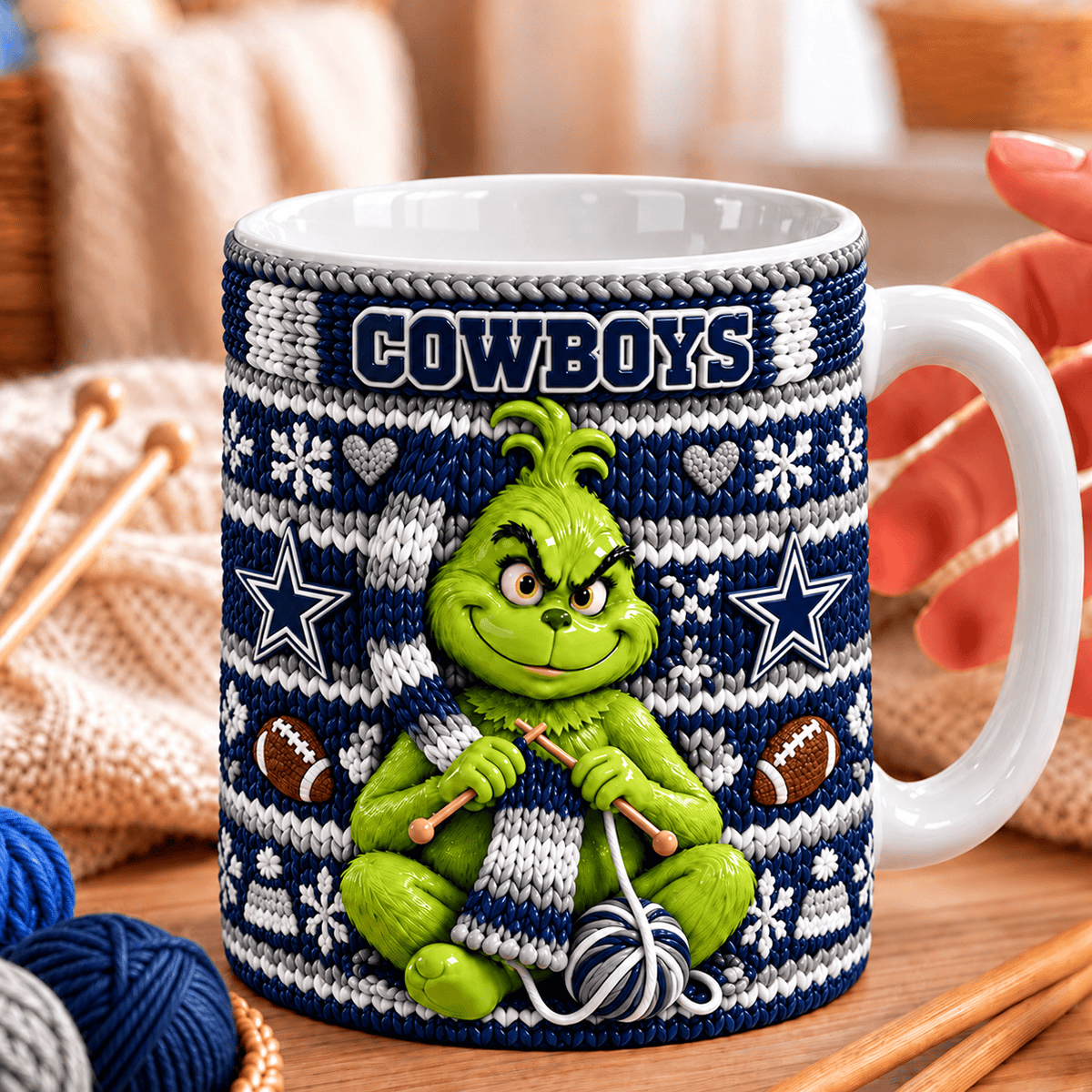 NFL x DAL Grinch Knitting Coffee Mug