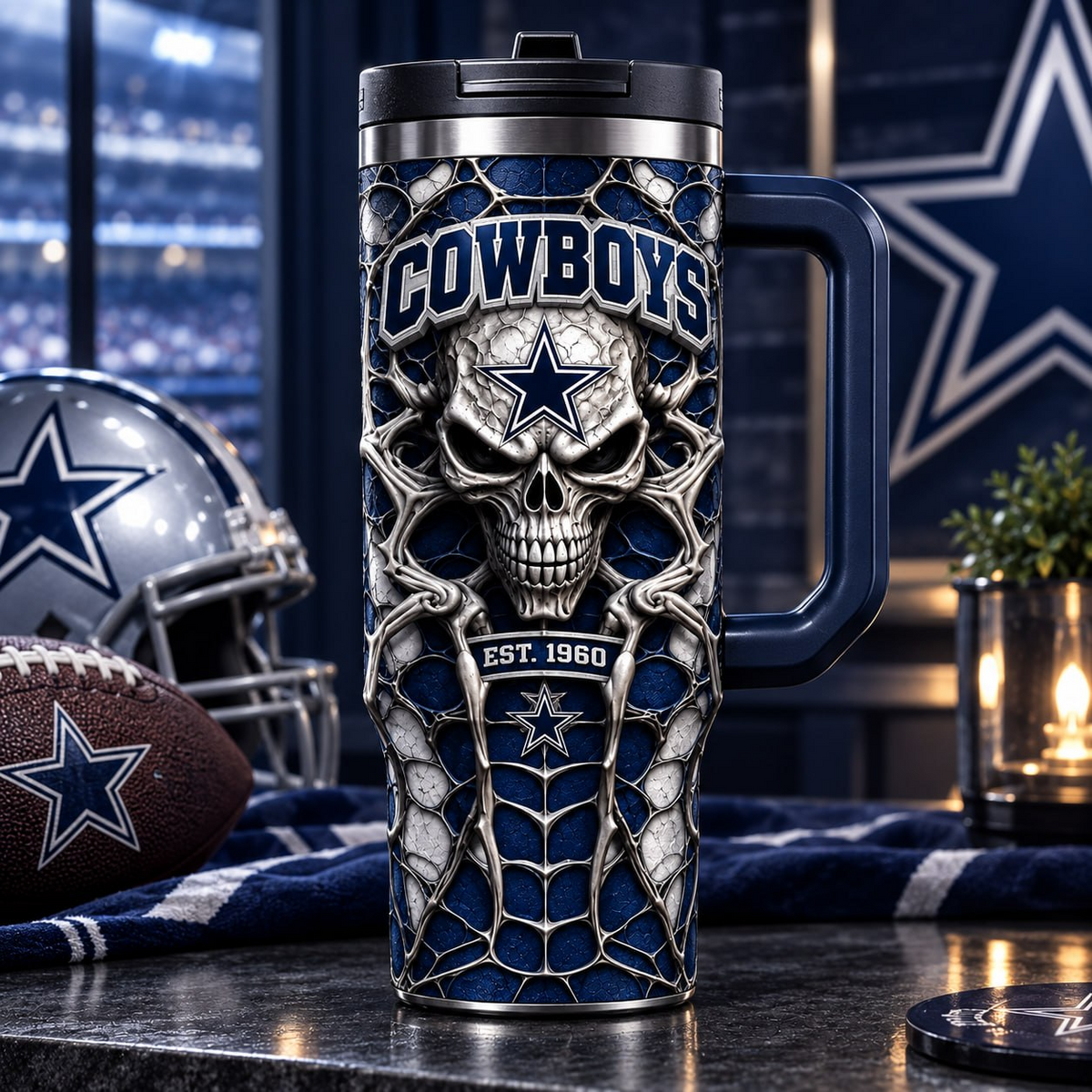 NFL x DAL Skull 40oz Tumbler With Straw