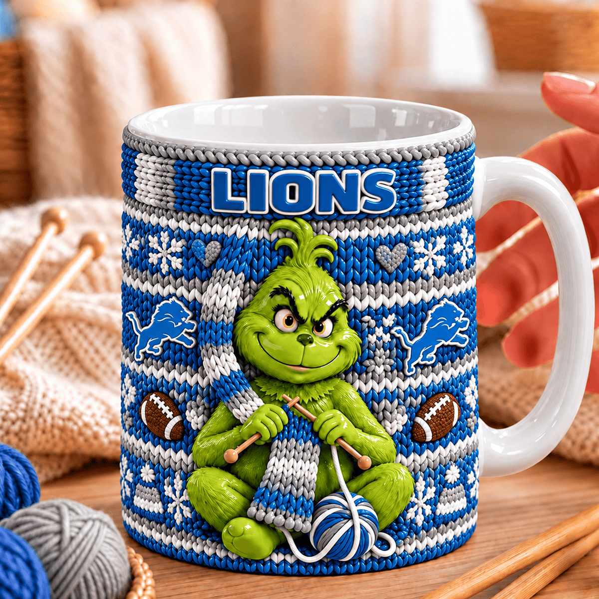 NFL x DET Grinch Knitting Coffee Mug