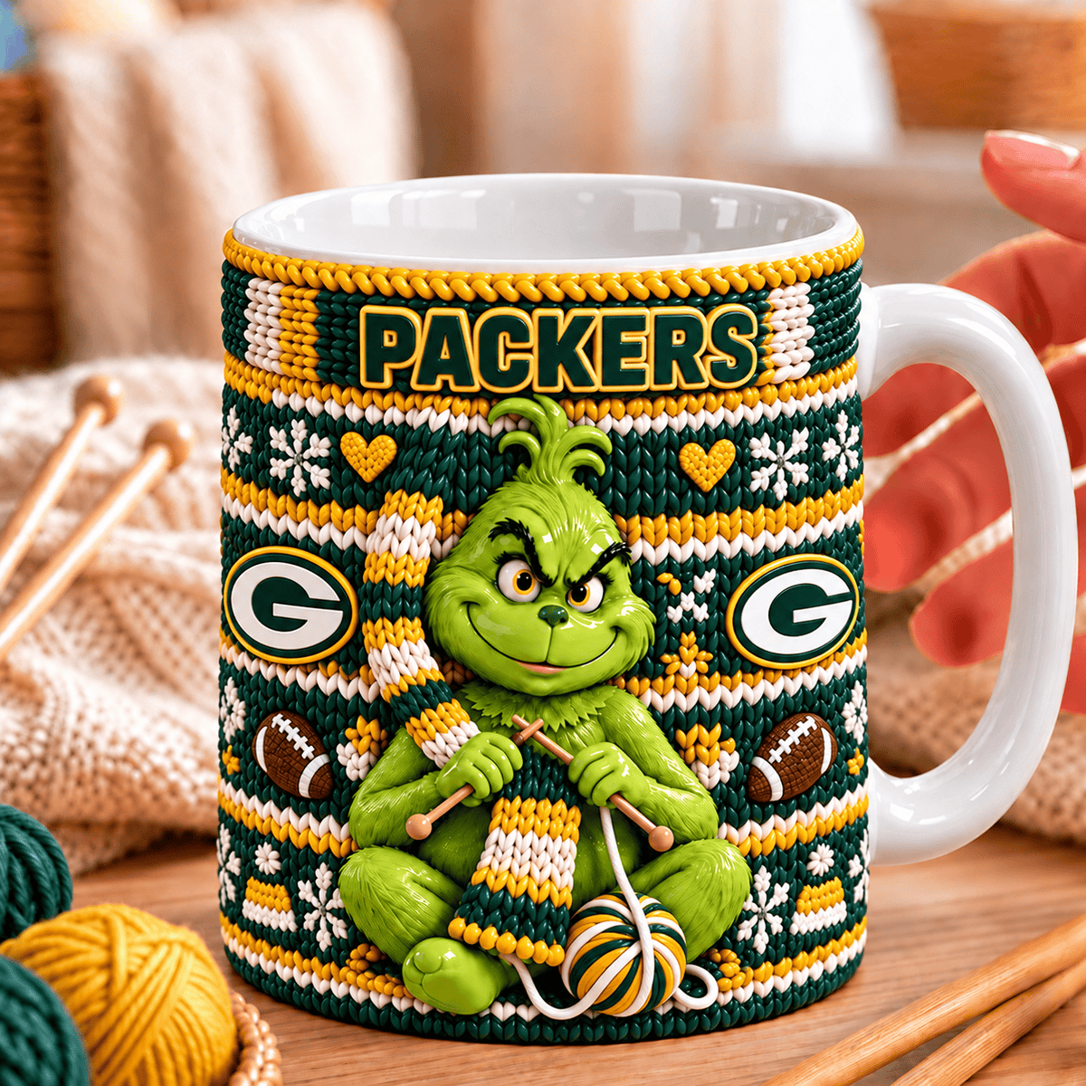 NFL x GB Grinch Knitting Coffee Mug