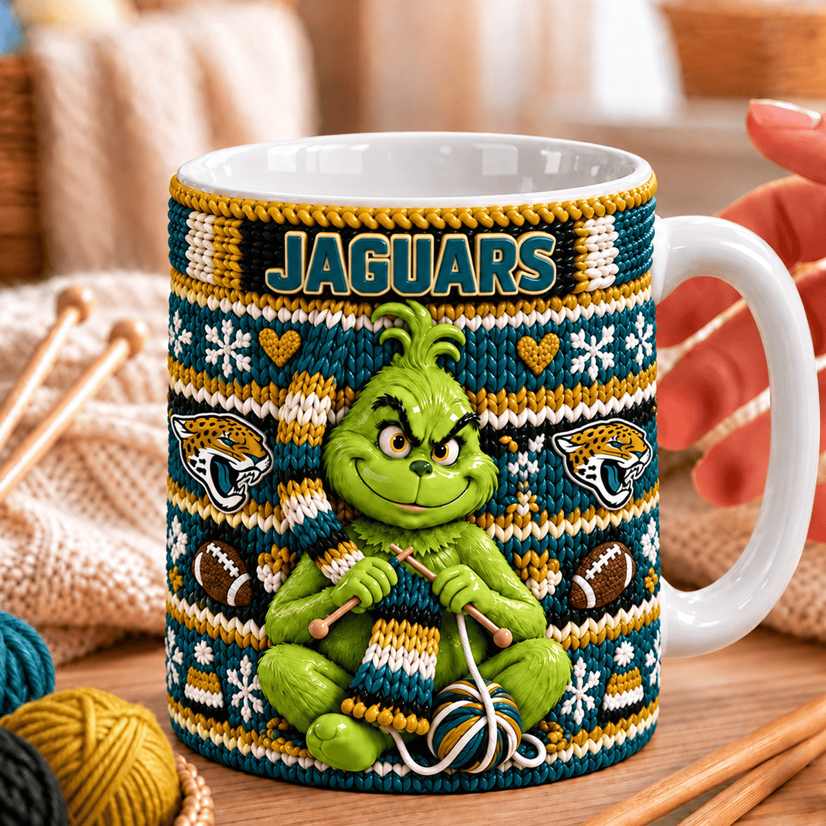 NFL x JAX Grinch Knitting Coffee Mug