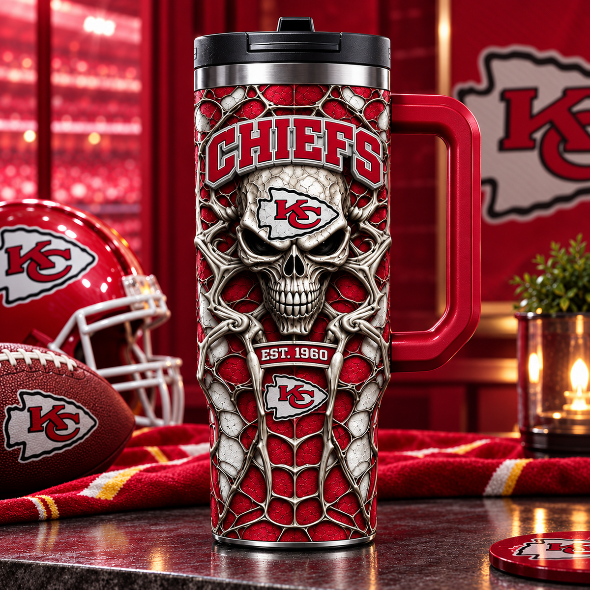 NFL x KC Skull 40oz Tumbler With Straw