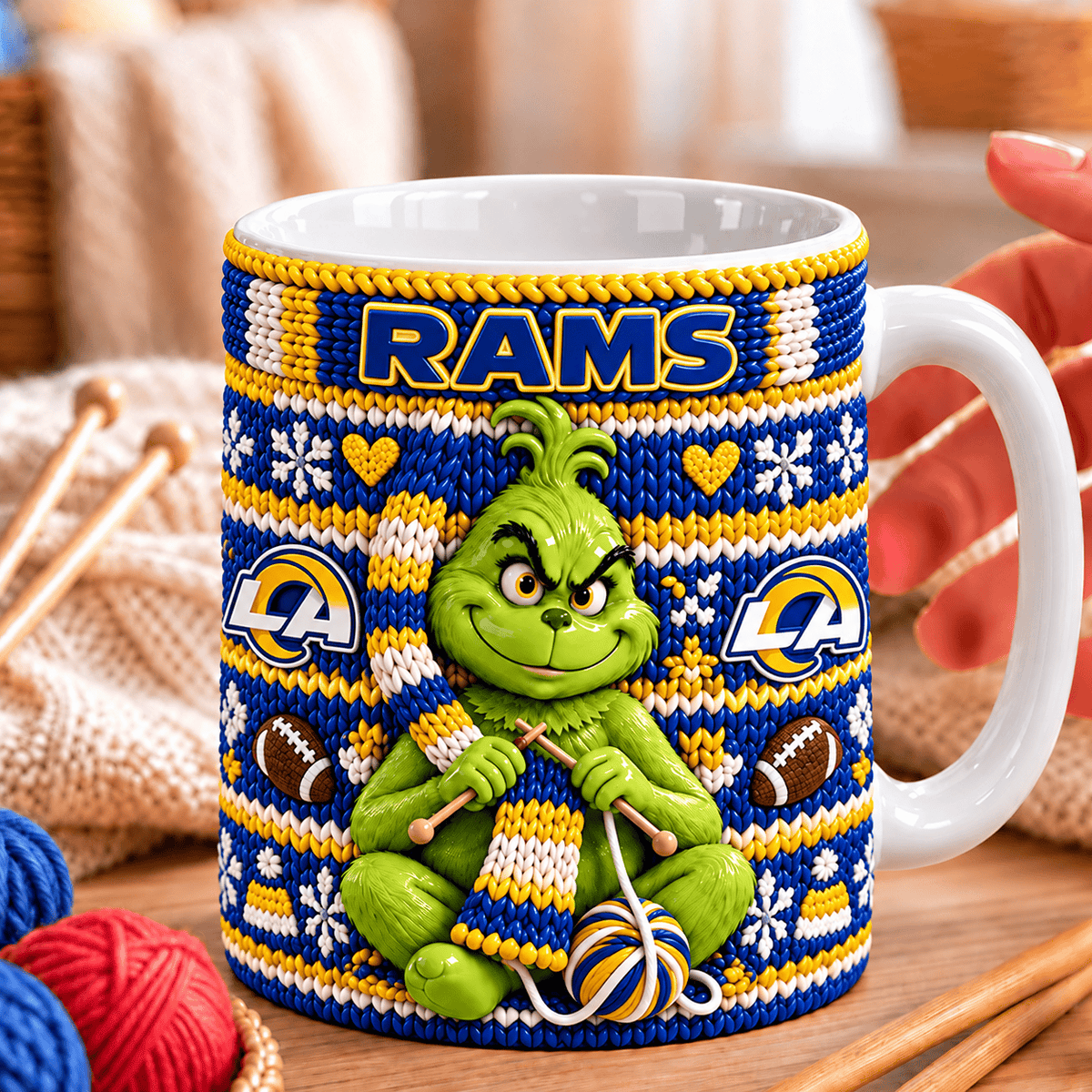 NFL x LAR Grinch Knitting Coffee Mug
