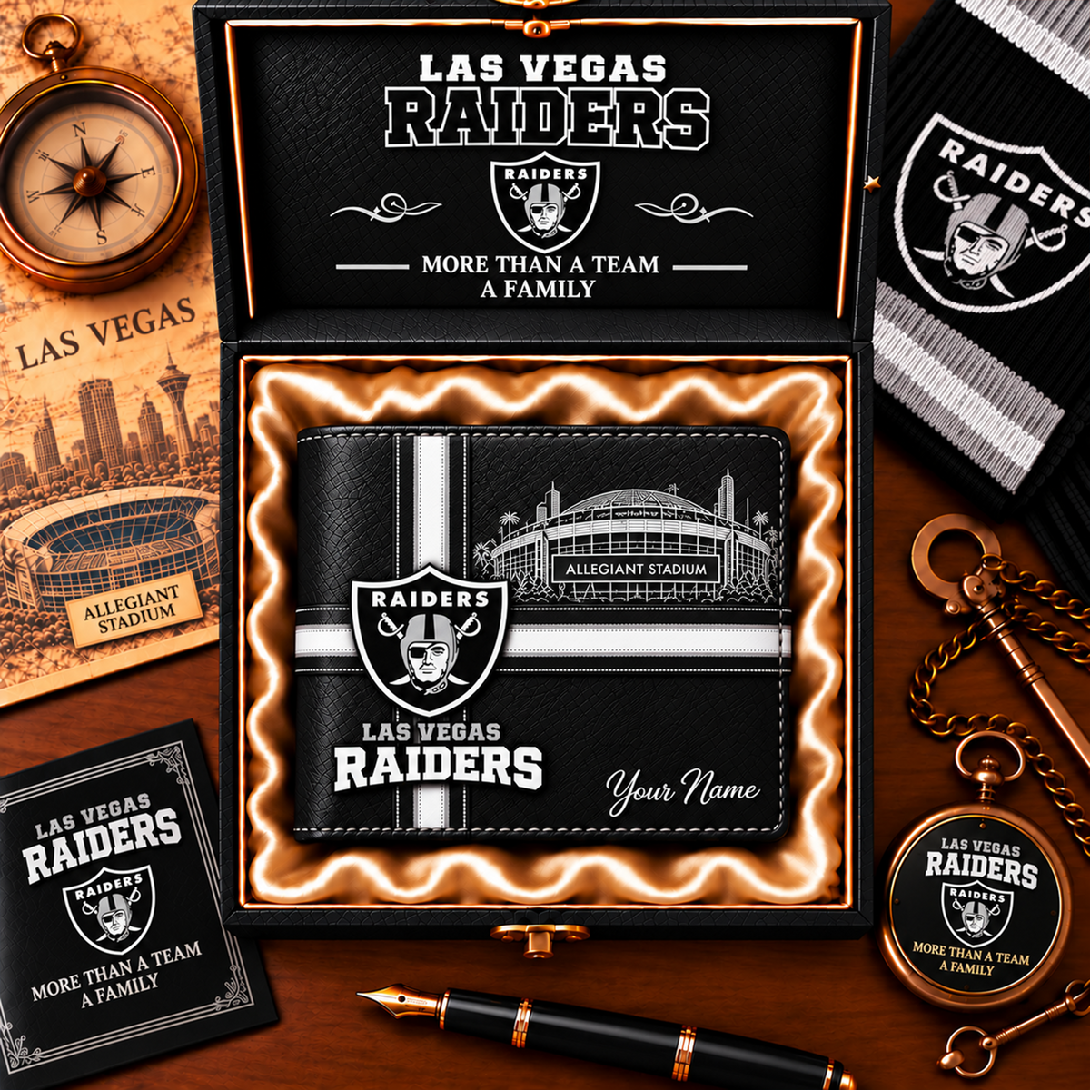 NFL x LV Custom Name Leather Wallet
