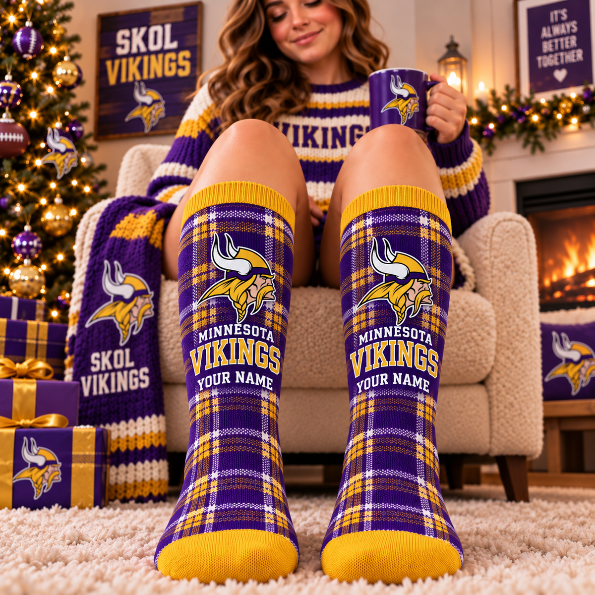 NFL x MIN Personalized Name New Socks