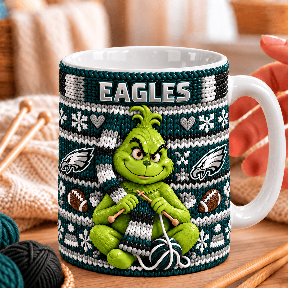 NFL x PHI Grinch Knitting Coffee Mug