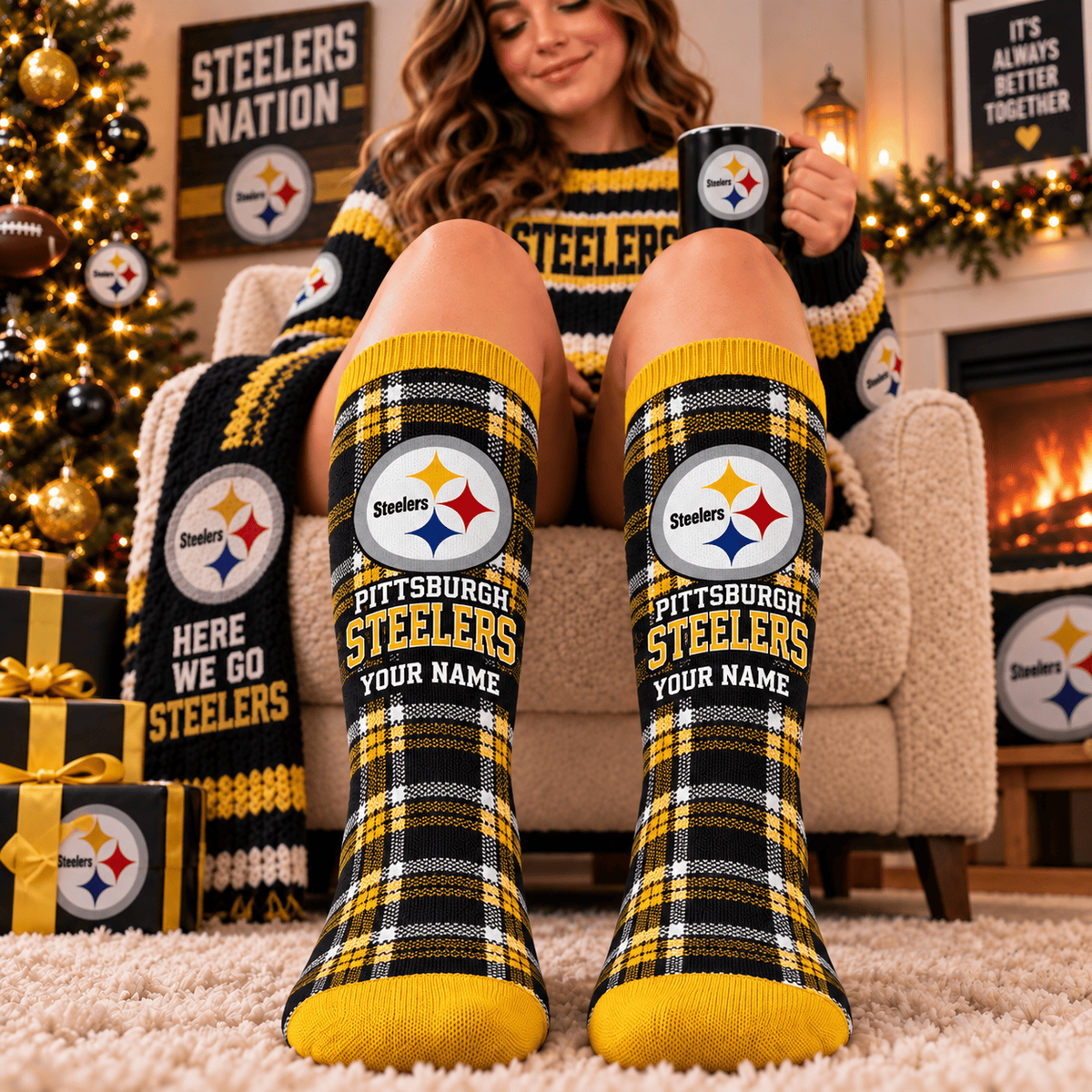 NFL x PIT Personalized Name New Socks