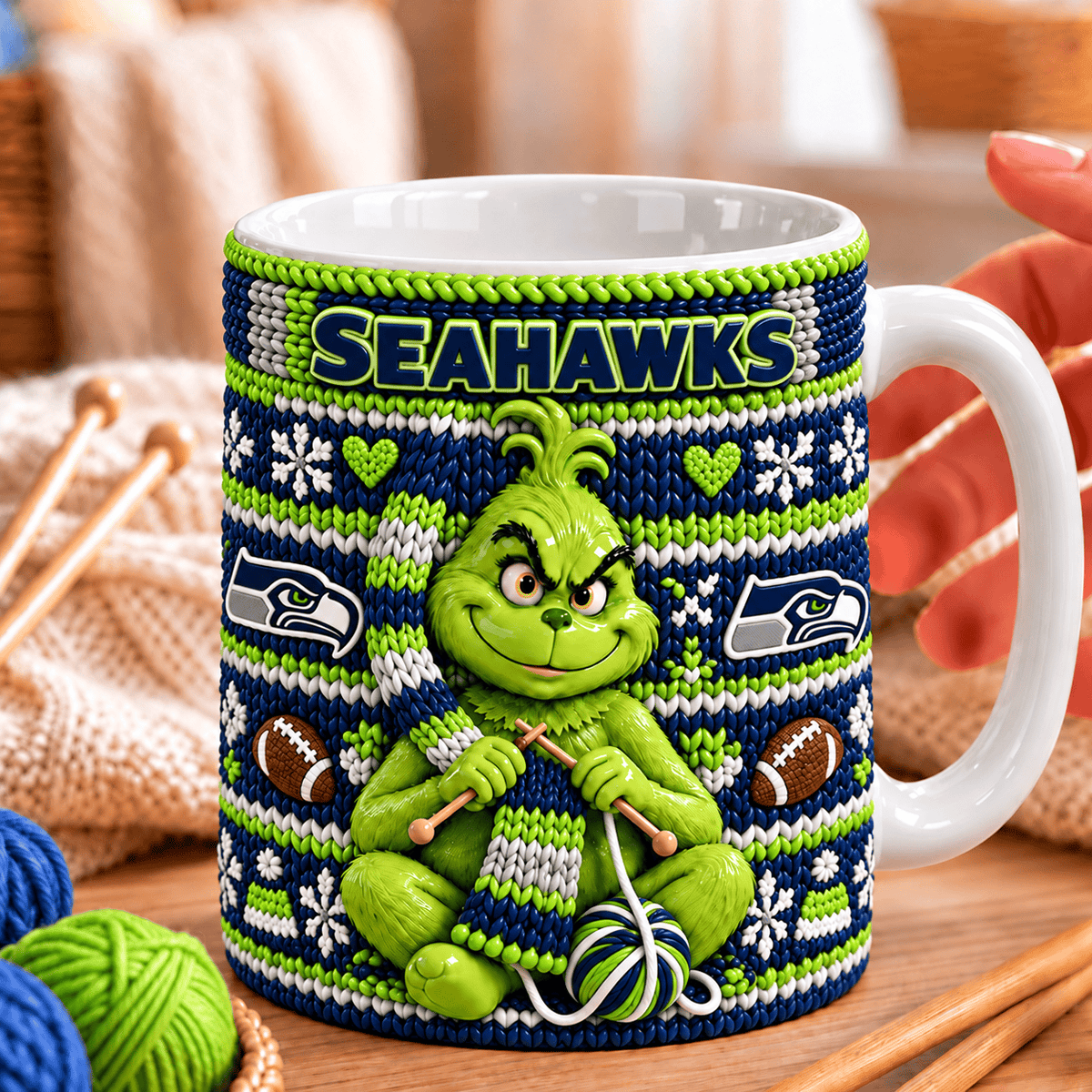NFL x SEA Grinch Knitting Coffee Mug