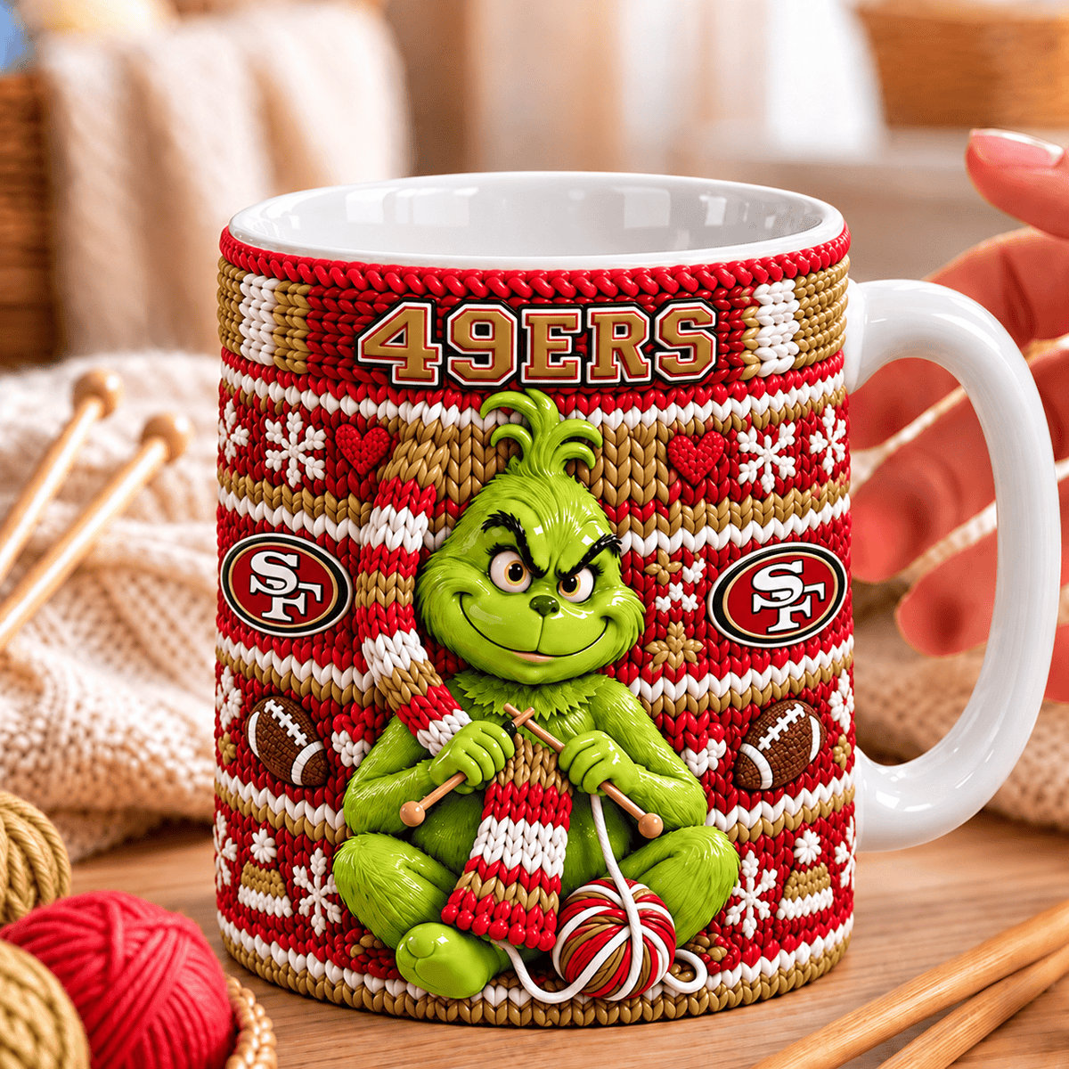 NFL x SF Grinch Knitting Coffee Mug