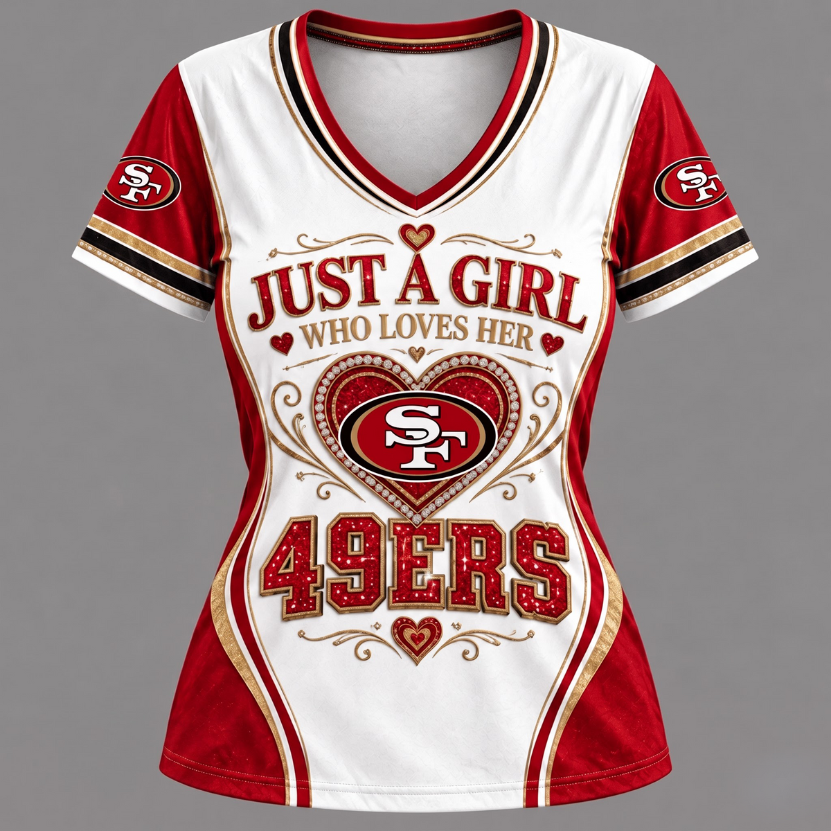 NFL x SF Just A Girl V-Neck Shirt