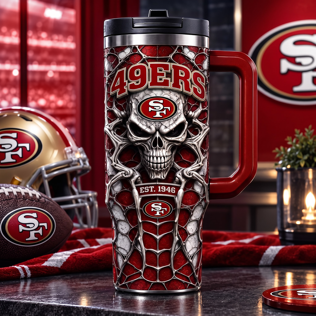 NFL x SF Skull 40oz Tumbler With Straw