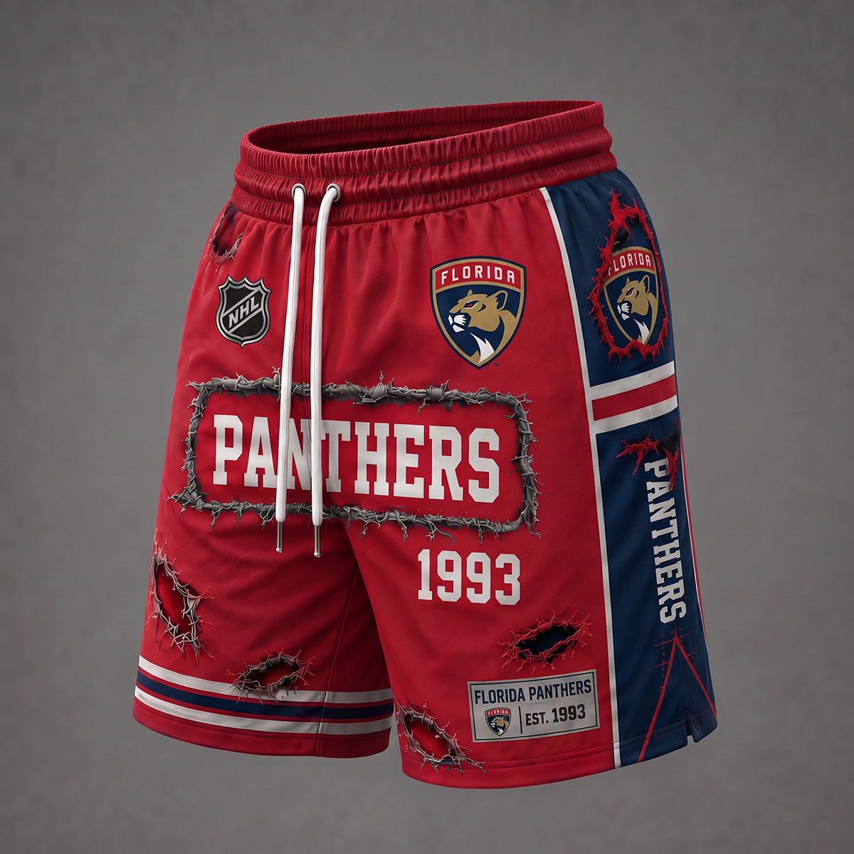 NHL x FLO Distressed Shorts