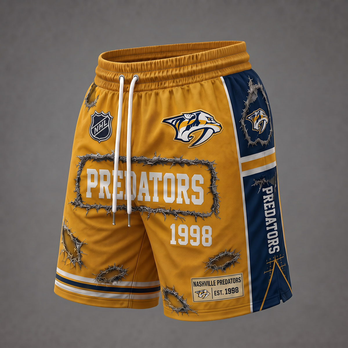 NHL x NAS Distressed Shorts