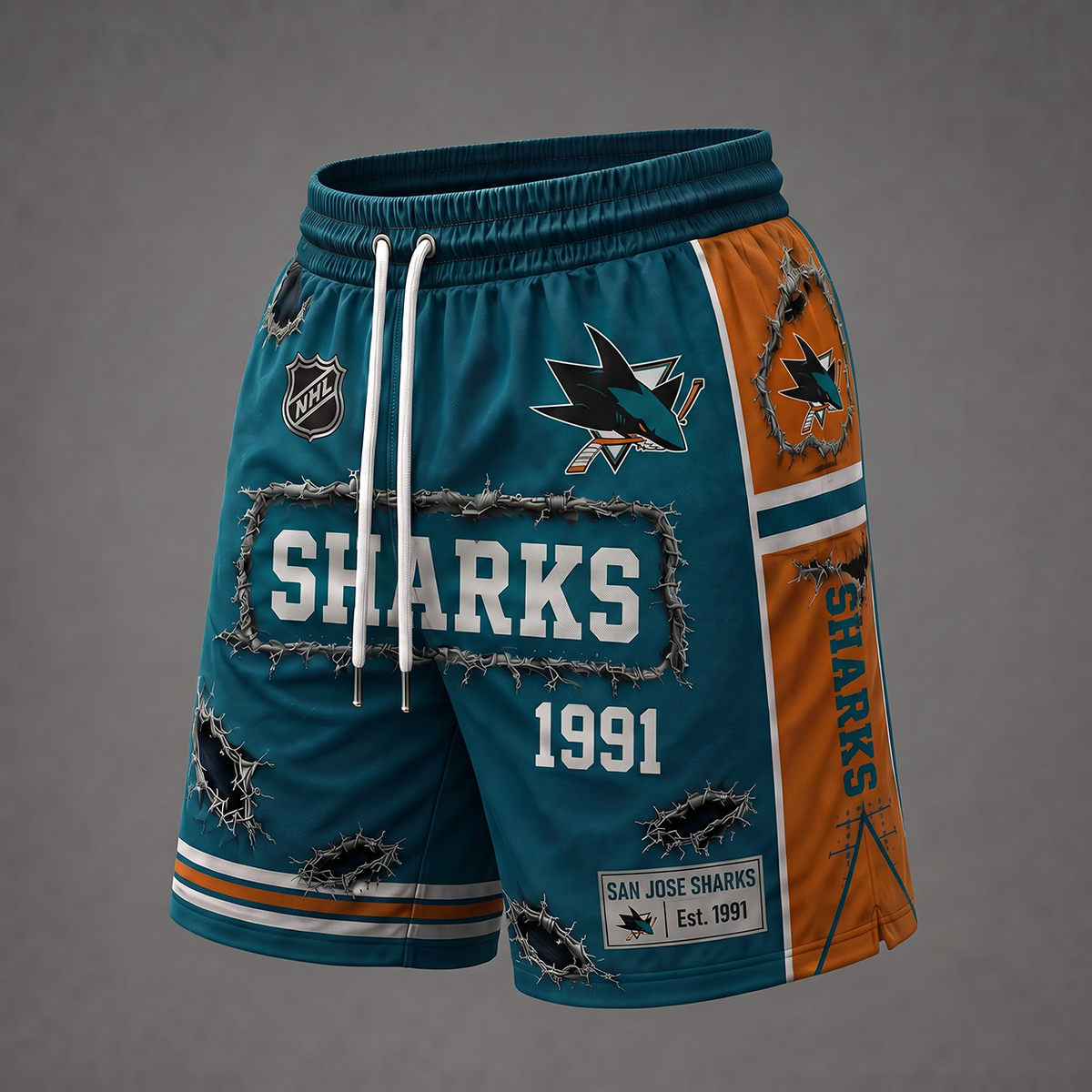 NHL x SJ Distressed Shorts