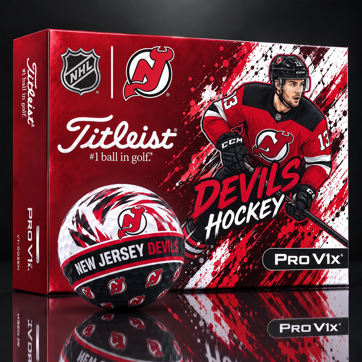 NJD X Custom NHL Dynamic Paint Splatter Golf Balls