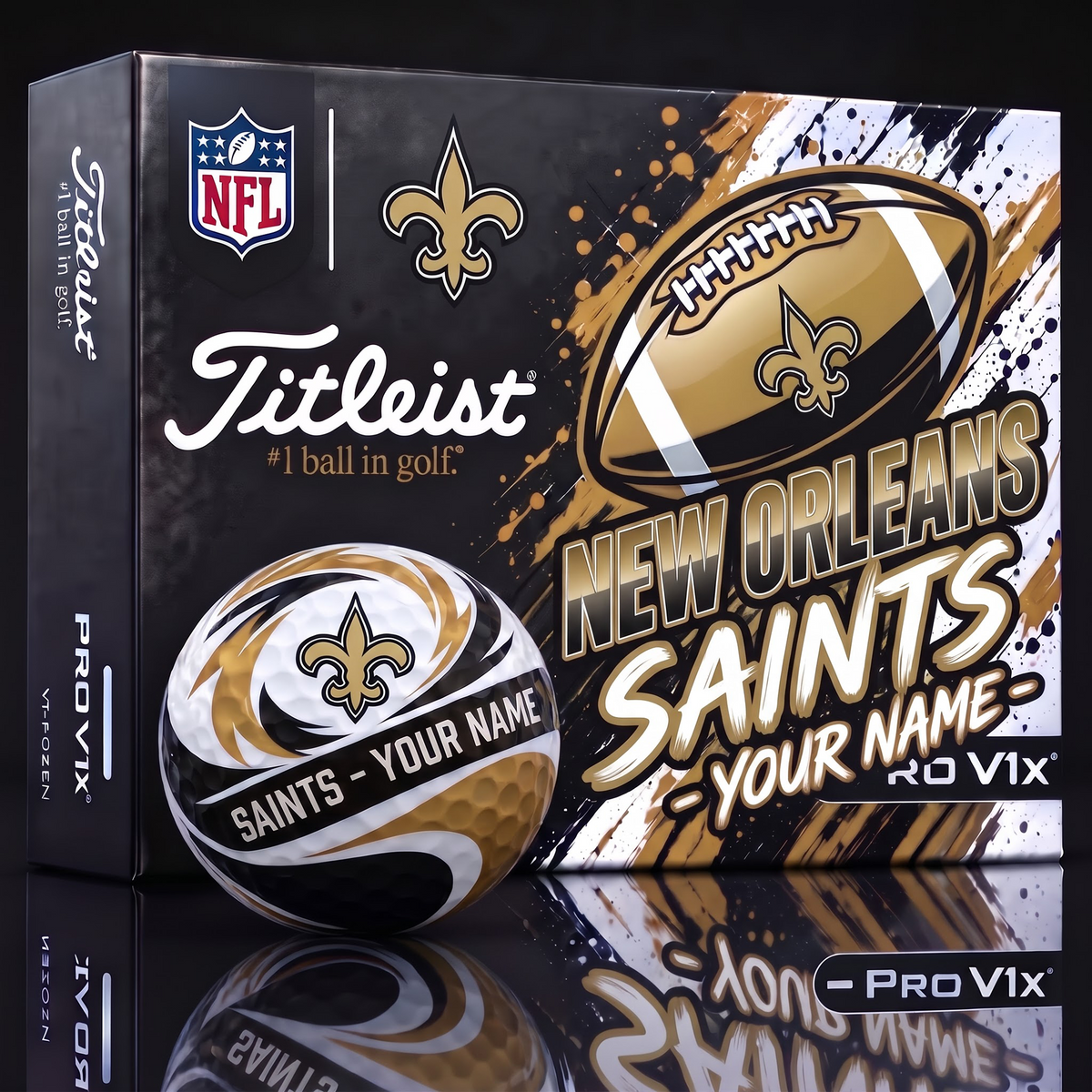 NO X 1-of-1 Custom NFL Personalized Splatter Titleist Golf Balls Set
