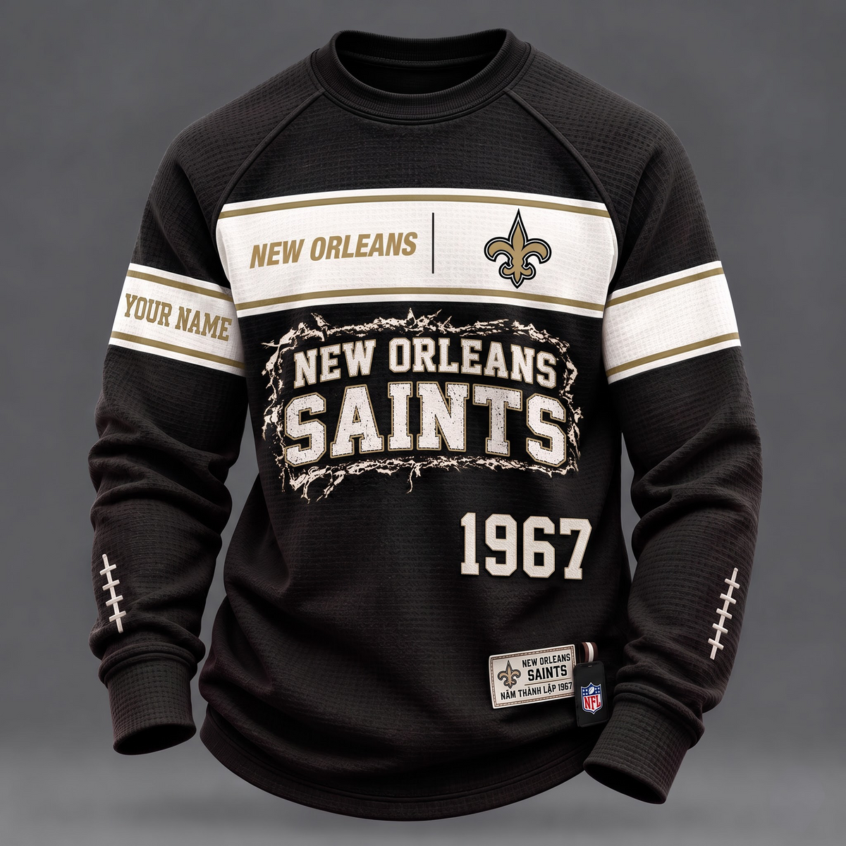 NO x 1-of-1 Custom NFL Personalized Distressed Long Sleeve Shirt