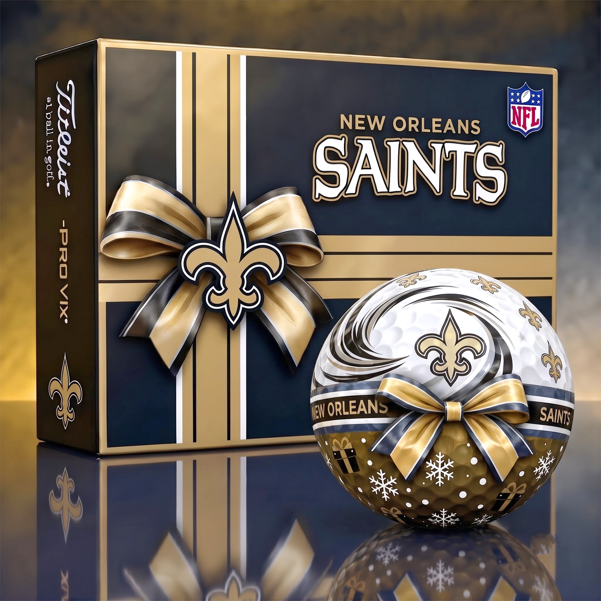 NOS x 1-of-1 Custom NFL Holiday Golf Balls Gift Set For Golfer
