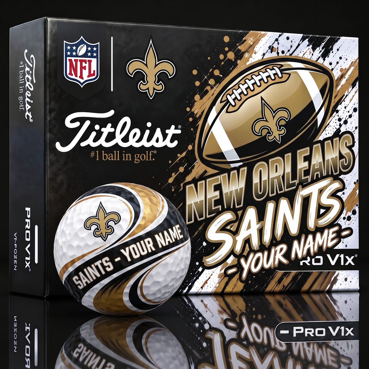 NOS x 1-of-1 Custom NFL Personalized Swirl Titleist Pro V1x Golf Balls