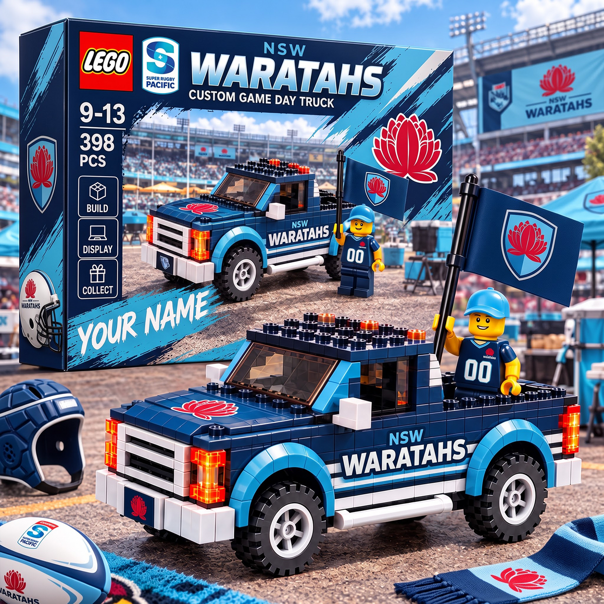 NWA X SRP 1-OF-1 IN-HOUSE CRAFTED CUSTOM GAME DAY TRUCK BRICK SET