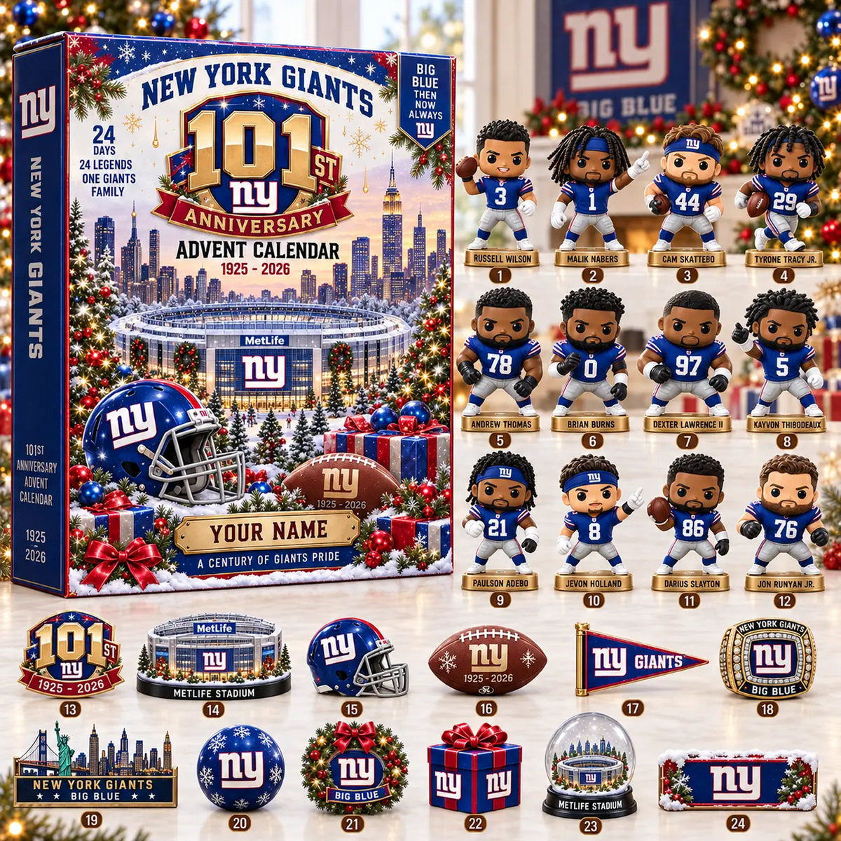 NYG x NFL Christmas 2026 Anniversary Advent Calendar Box Custom Any Name Gifts