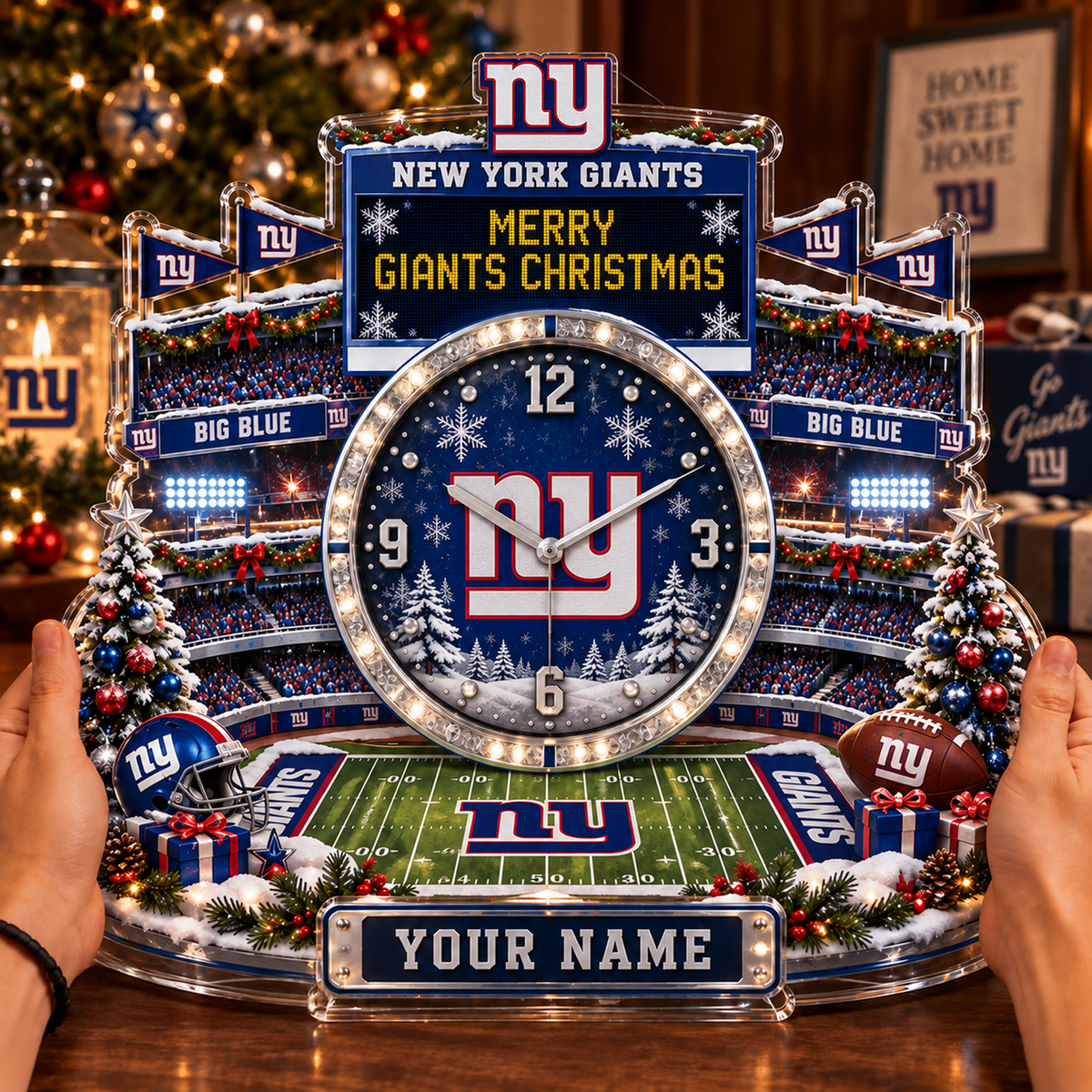 NYG x NFL Christmas KICKOFF Personalized Acrylic Hanging Wall Clock – Premium Limited Edition Gift for Men, Women & Football Fans