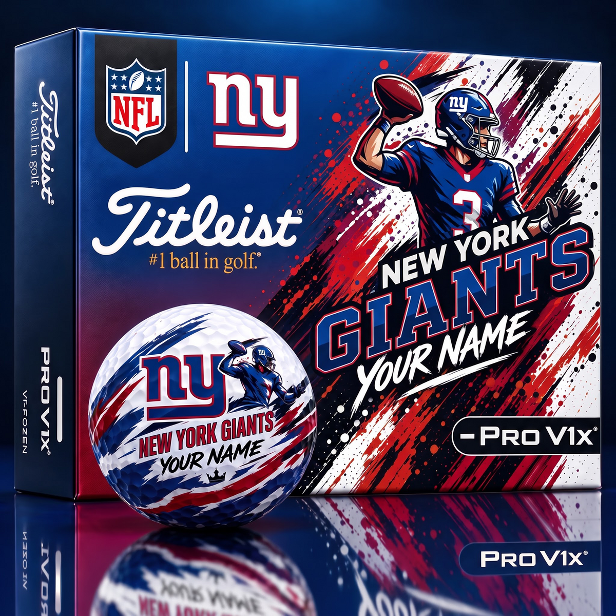 NYG x Personalized NFL Titleist Pro V1x NFL Golf Balls