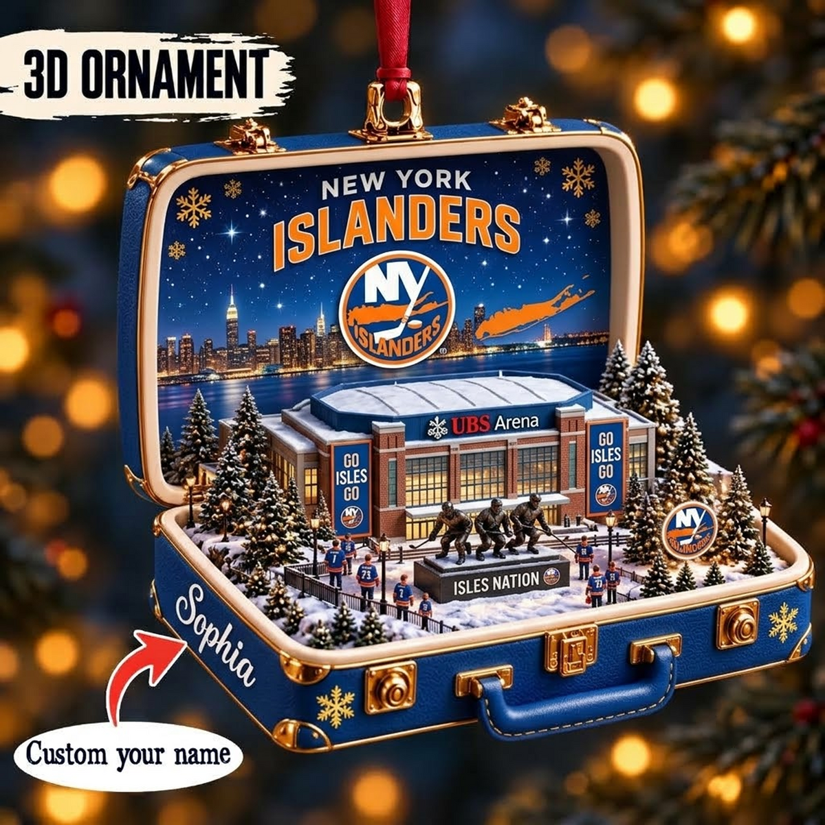NYI x NHL Christmas KICKOFF Premium Personalized Acrylic Oranment