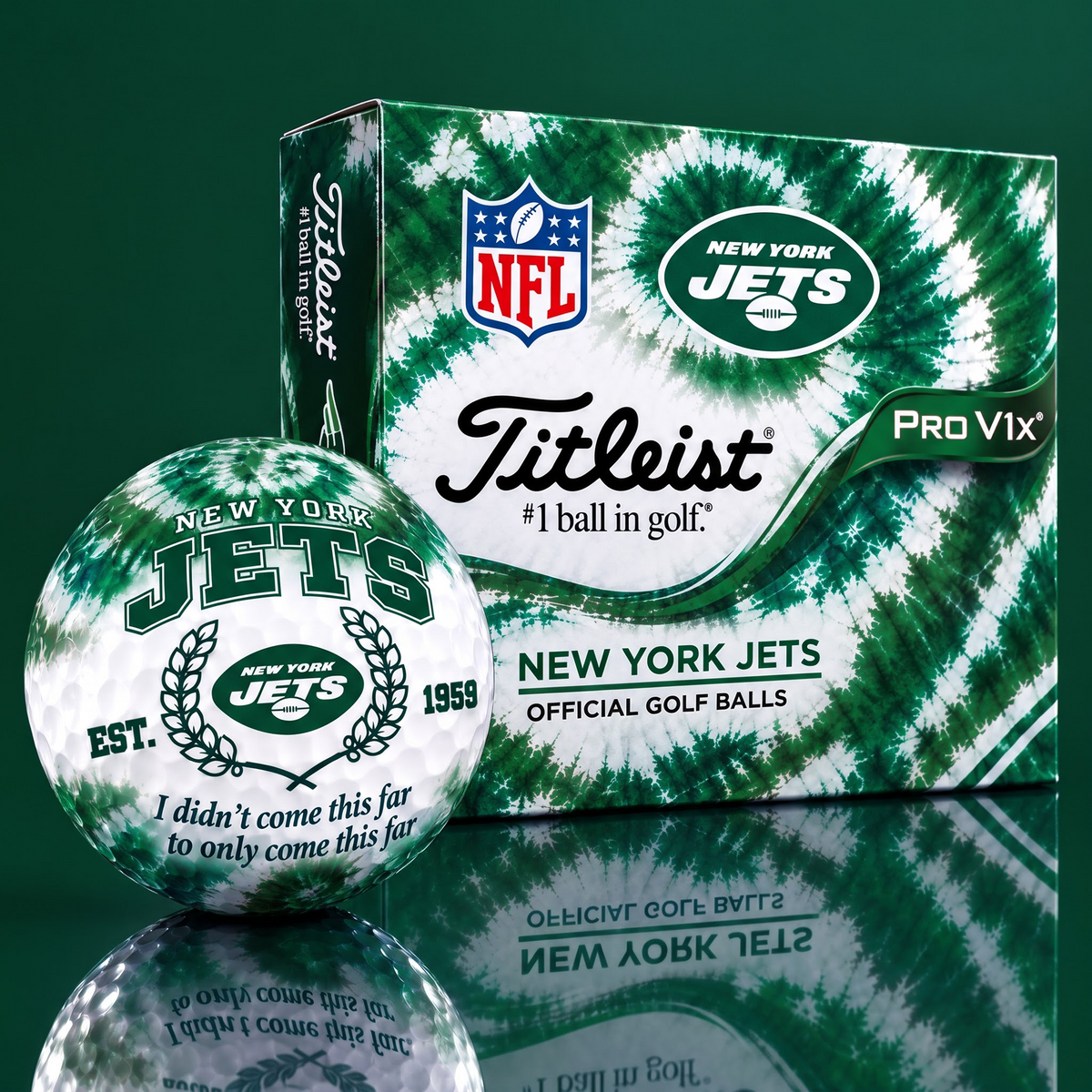 NYJ X Custom 1-of-1 NFL Team Tie Dye Titleist Golf Balls Set