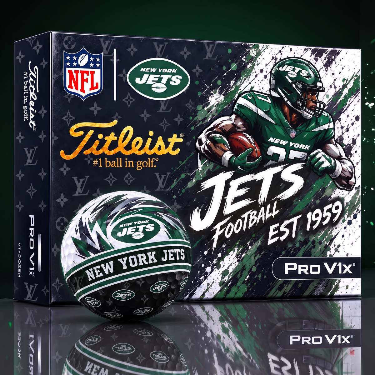 NYJ X Custom NFL x LV Dynamic Paint Splatter Golf Balls