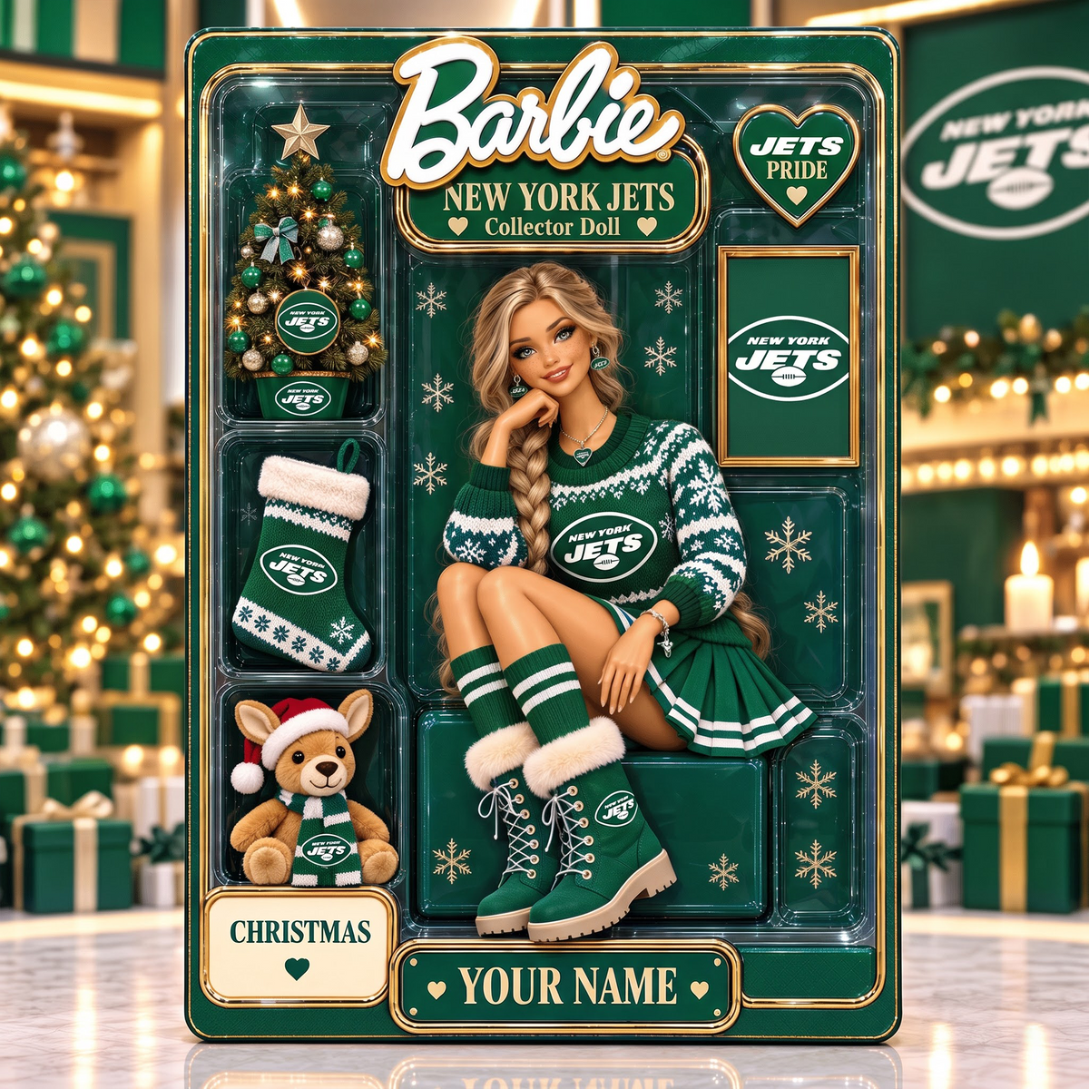 NYJ X NFL Collector Edition Barbie Christmas Acrylic