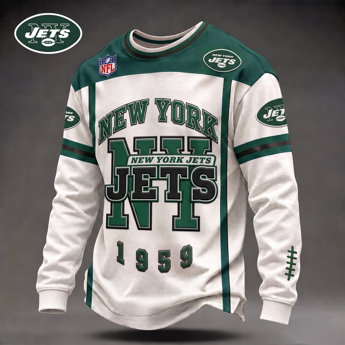 NYJ x Custom 1-of-1 Personalized NFL Team Vintage Distressed Long Sleeve Shirt