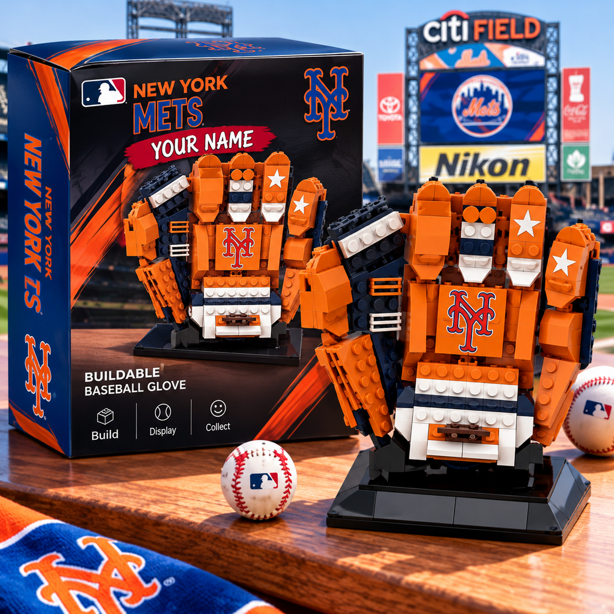 NYM X MLB Teams Baseball Glove Building Block Set