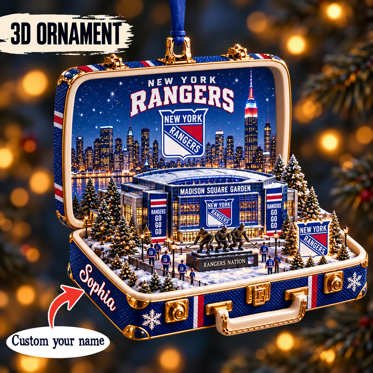 NYR x NHL Christmas KICKOFF Premium Personalized Acrylic Oranment