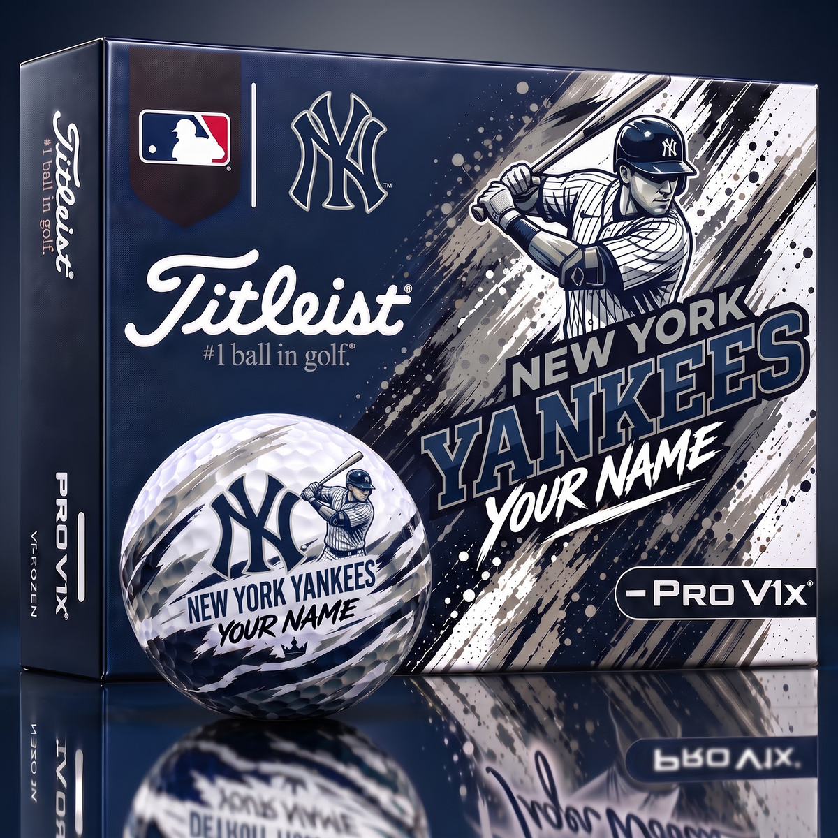 NYY x Personalized MLB Titleist Pro V1x MLB Golf Balls