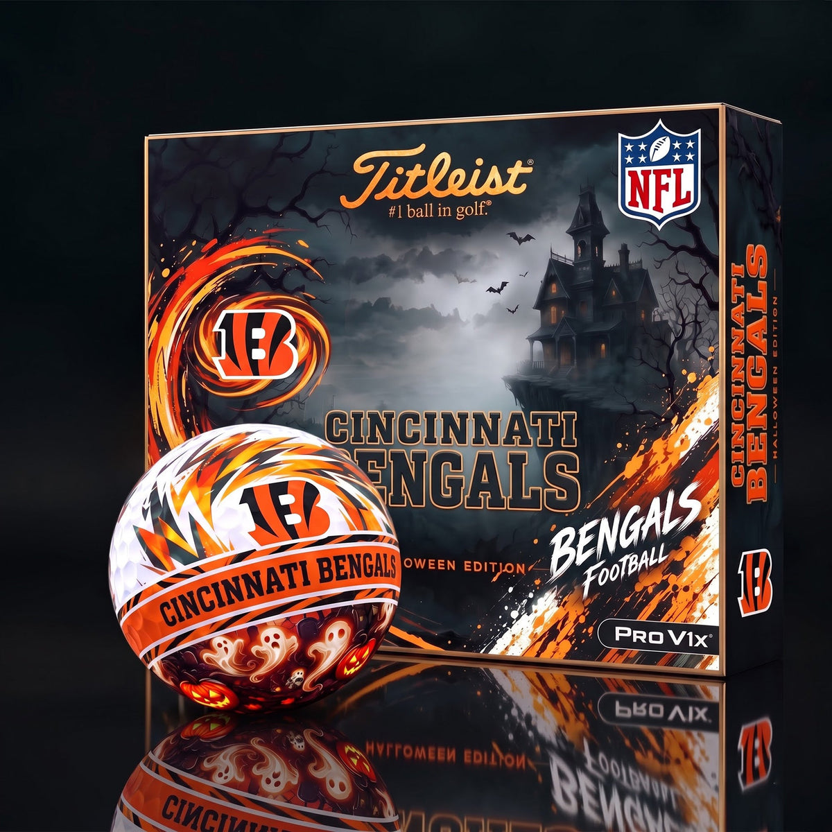 OFFICAL TITLIEST X PREMIUM NFL CIN DELUXE PERSONALIZED HALLOWEEN HORROR FAIRWAY V3 GOLF BALL SET EDITION