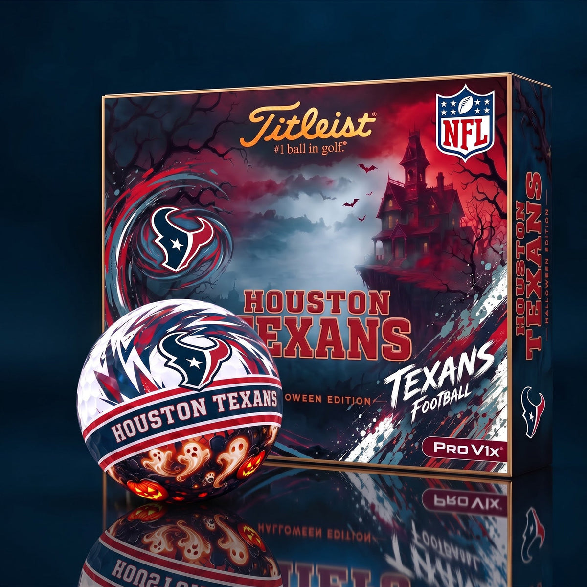 OFFICAL TITLIEST X PREMIUM NFL HOU DELUXE PERSONALIZED HALLOWEEN HORROR FAIRWAY V3 GOLF BALL SET EDITION