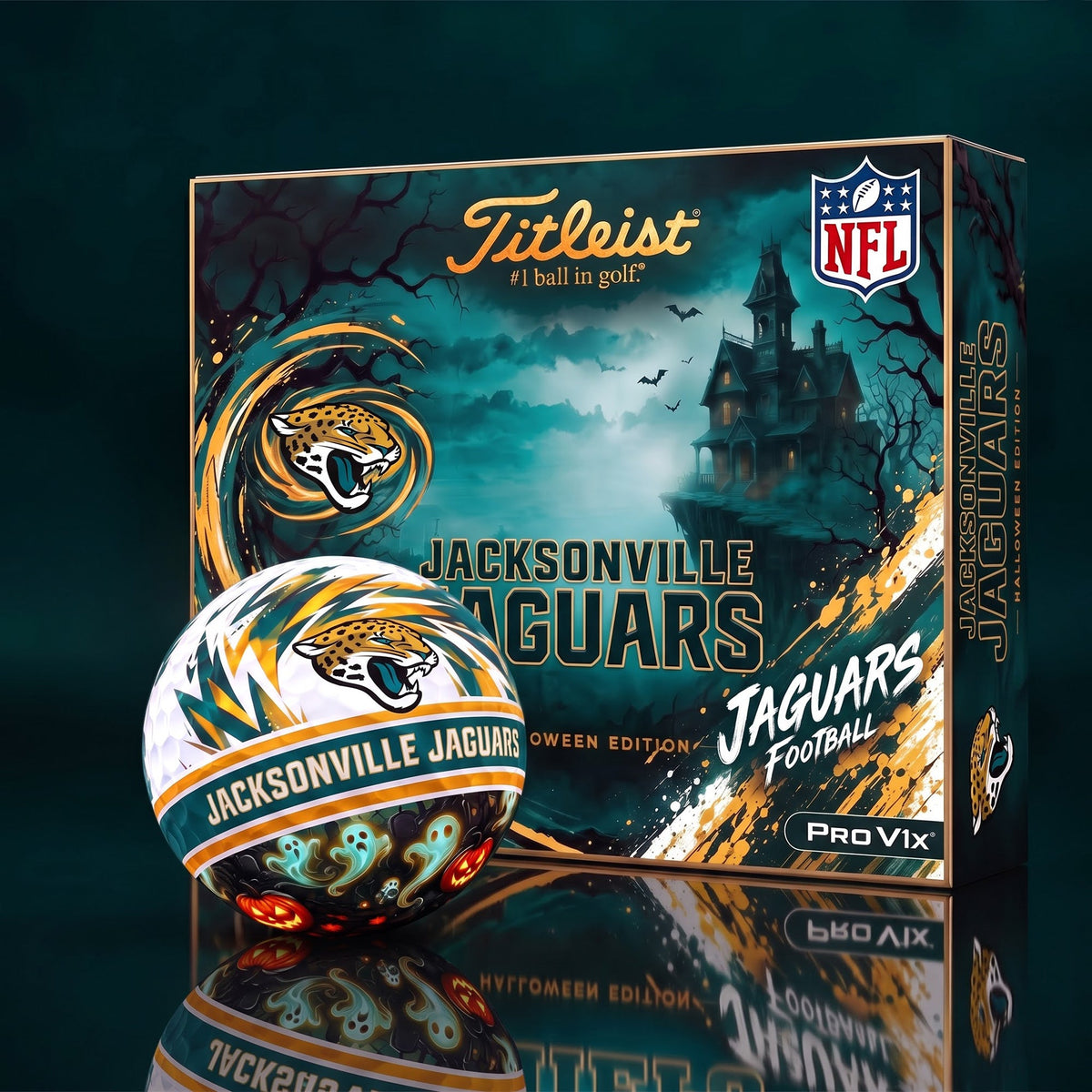 OFFICAL TITLIEST X PREMIUM NFL JAC DELUXE PERSONALIZED HALLOWEEN HORROR FAIRWAY V3 GOLF BALL SET EDITION