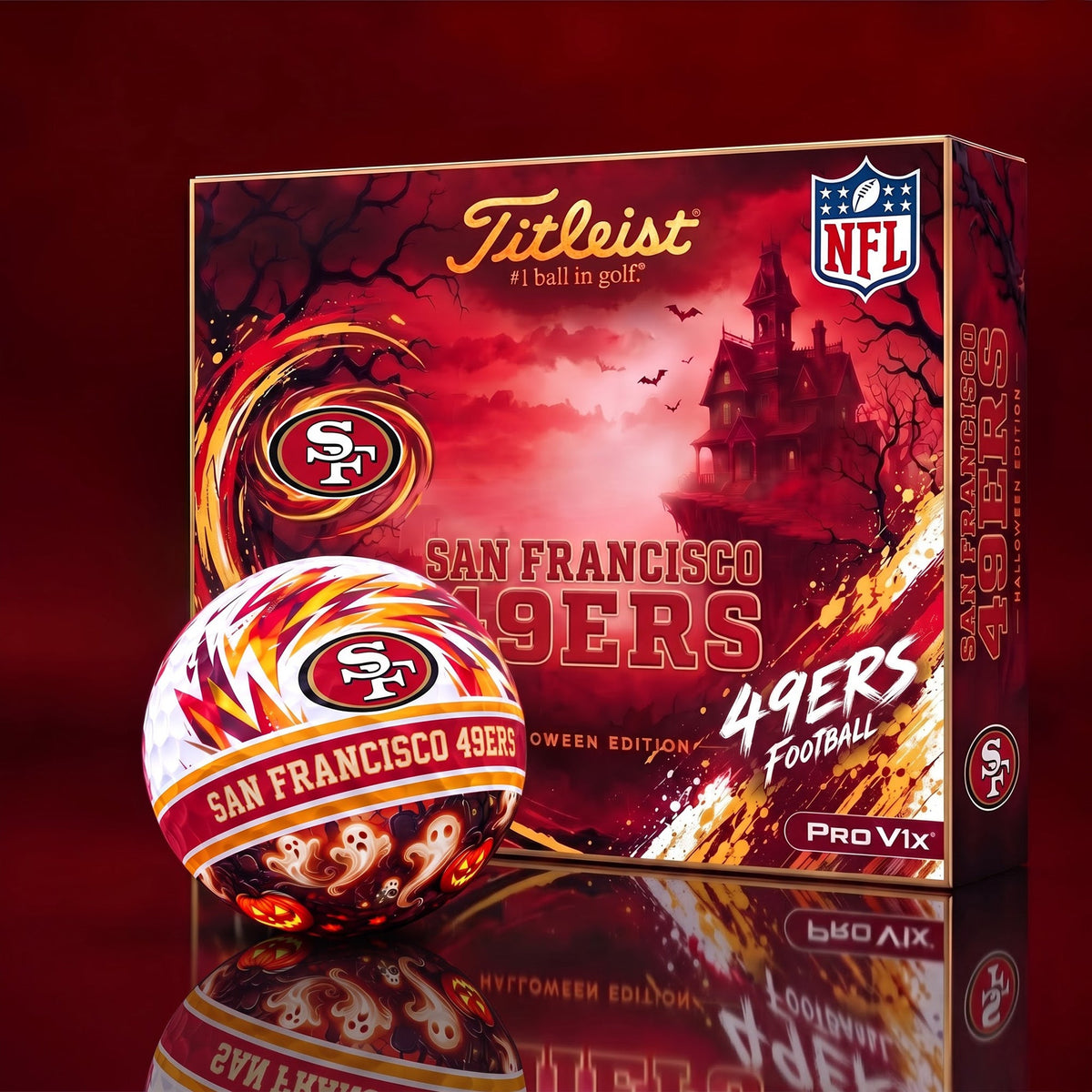 OFFICAL TITLIEST X PREMIUM NFL SF DELUXE PERSONALIZED HALLOWEEN HORROR FAIRWAY V3 GOLF BALL SET EDITION
