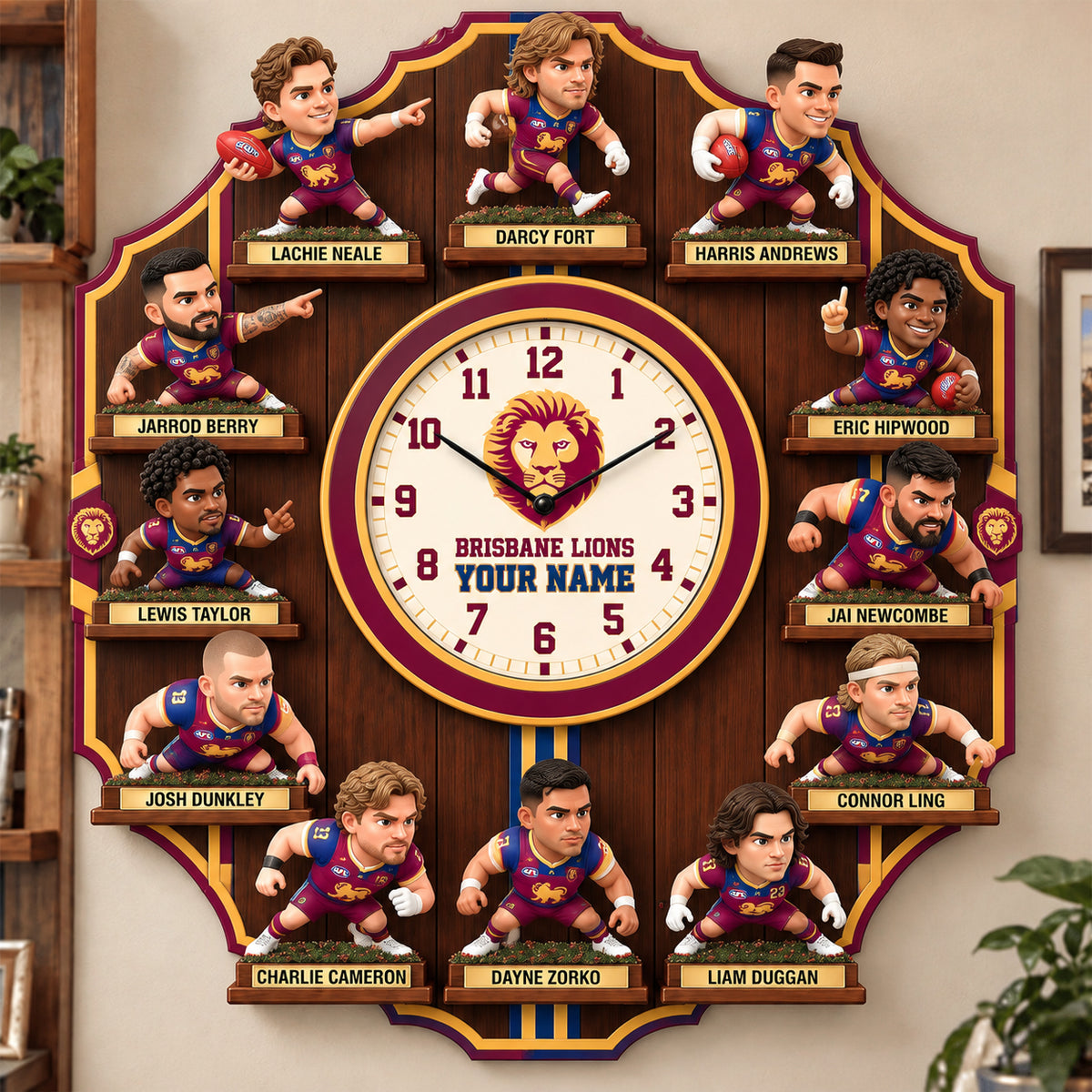 OFFICIAL AFL X PREMIUM BL 3D BESPOKE NAME Famous Players Acrylic Wall Clock For Home Decor EDITION